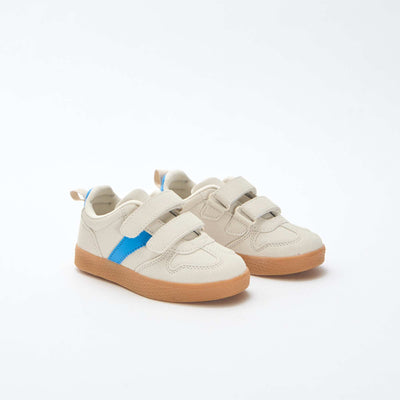 Suede-Effect Sneakers with Hook and Loop Fasteners BLUE