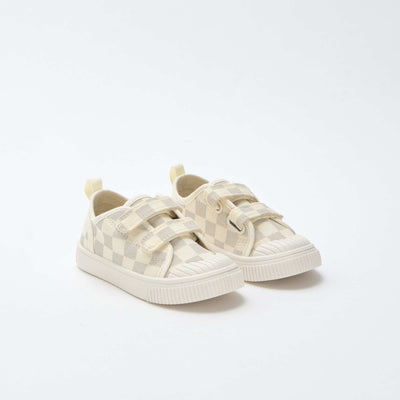 Checkerboard Print Canvas Sneakers GREY