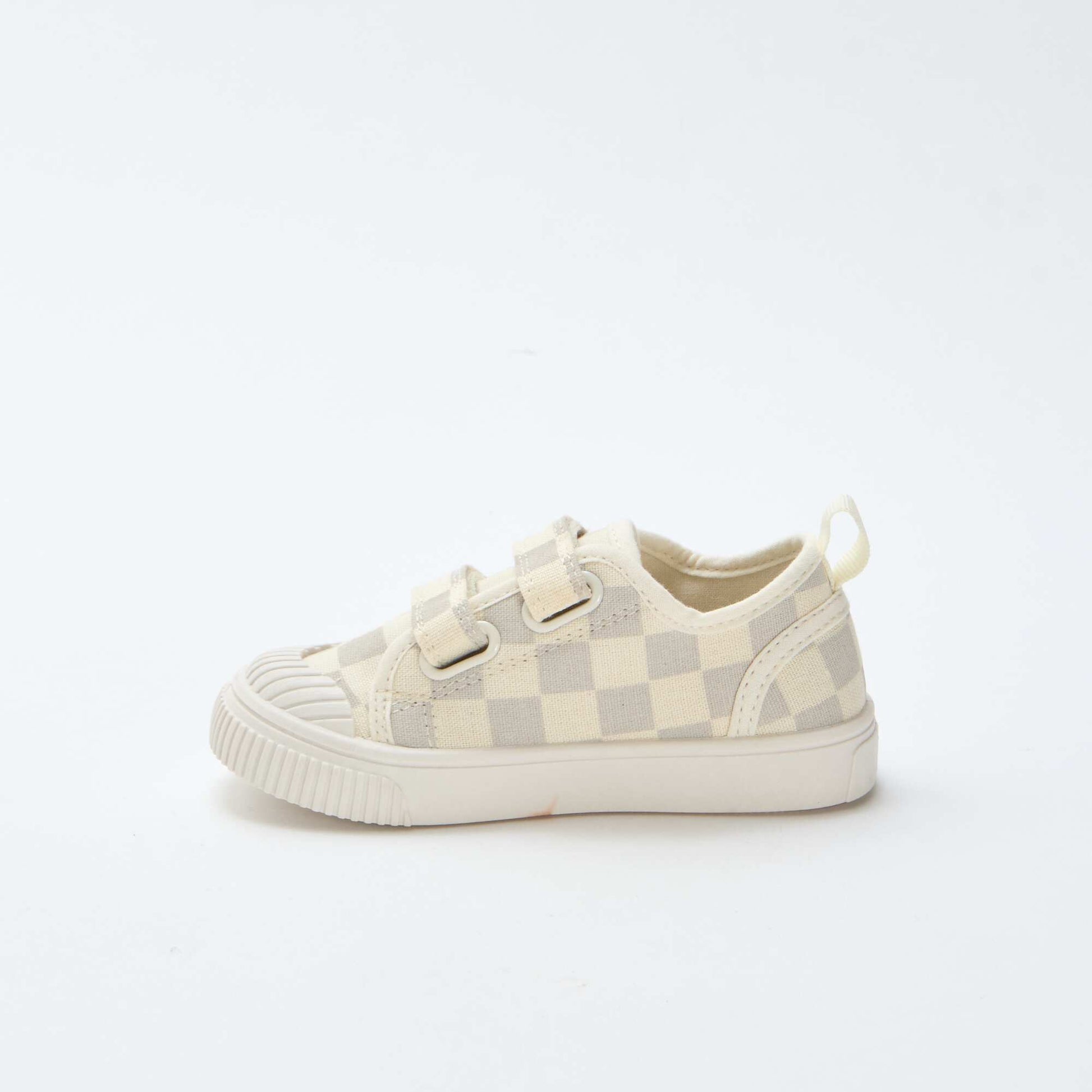 Checkerboard Print Canvas Sneakers GREY