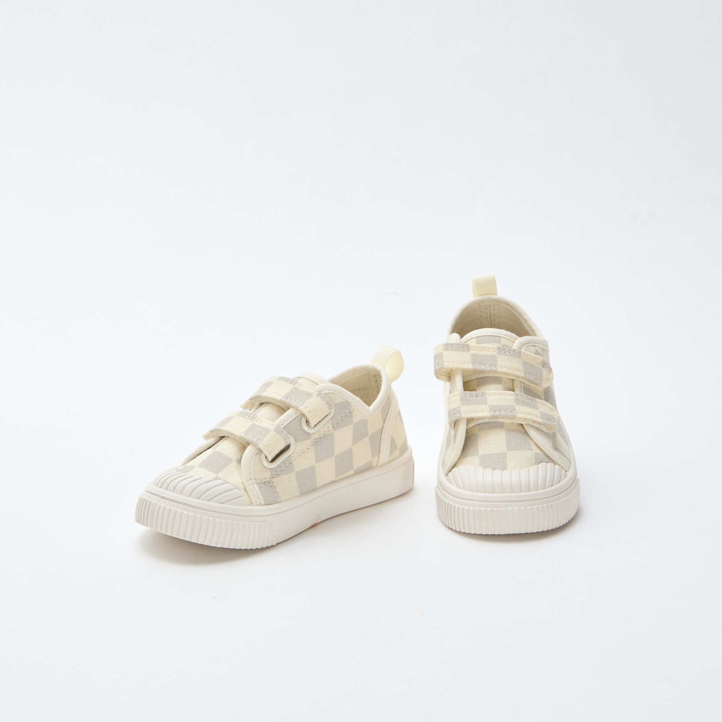 Checkerboard Print Canvas Sneakers GREY