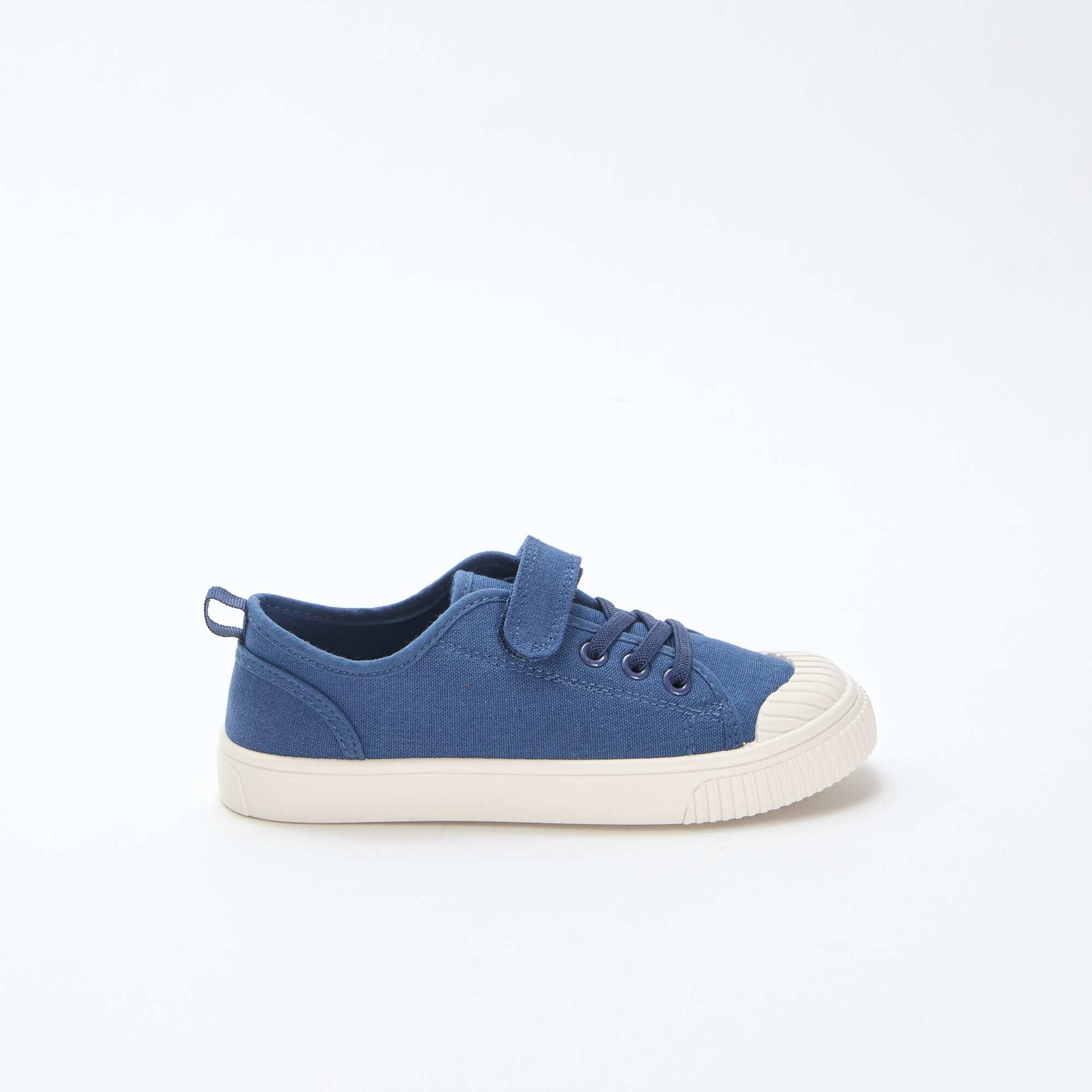 Canvas Low-Top Sneakers with Hook-and-Loop Fastening BLUE