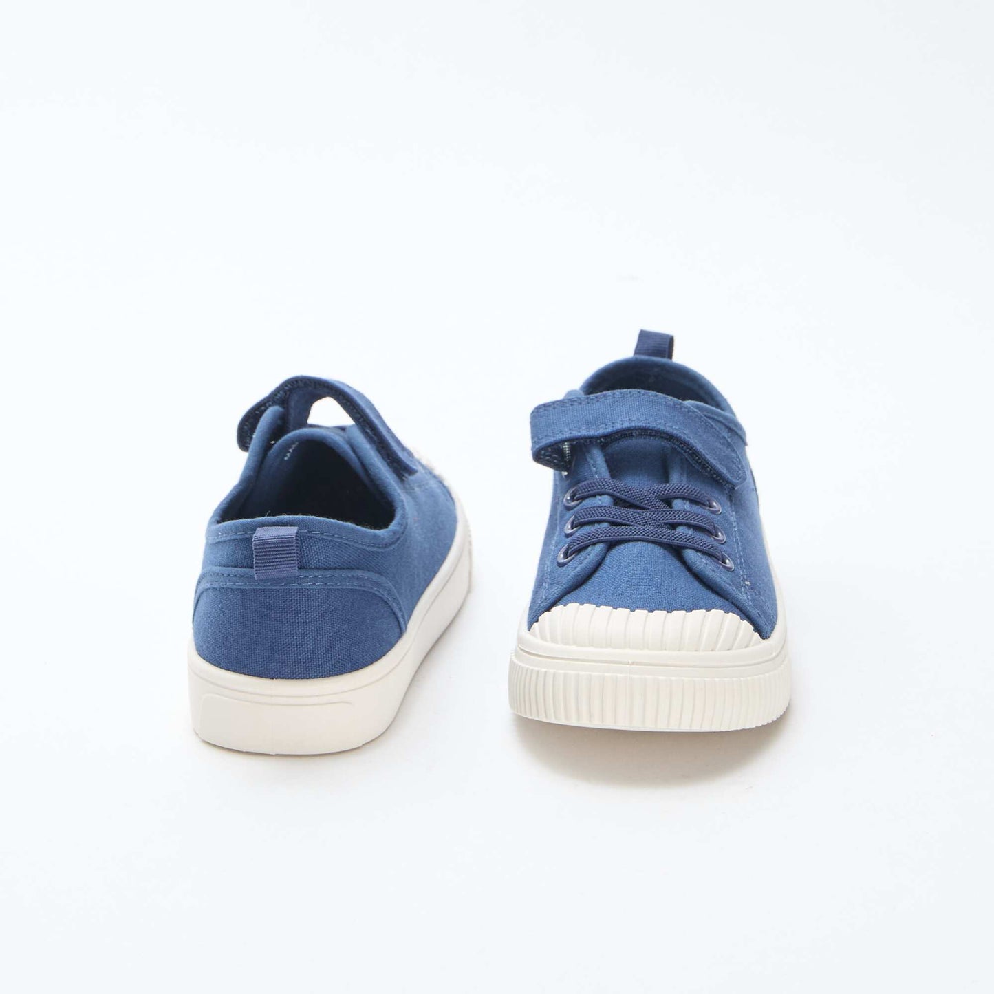 Canvas Low-Top Sneakers with Hook-and-Loop Fastening BLUE