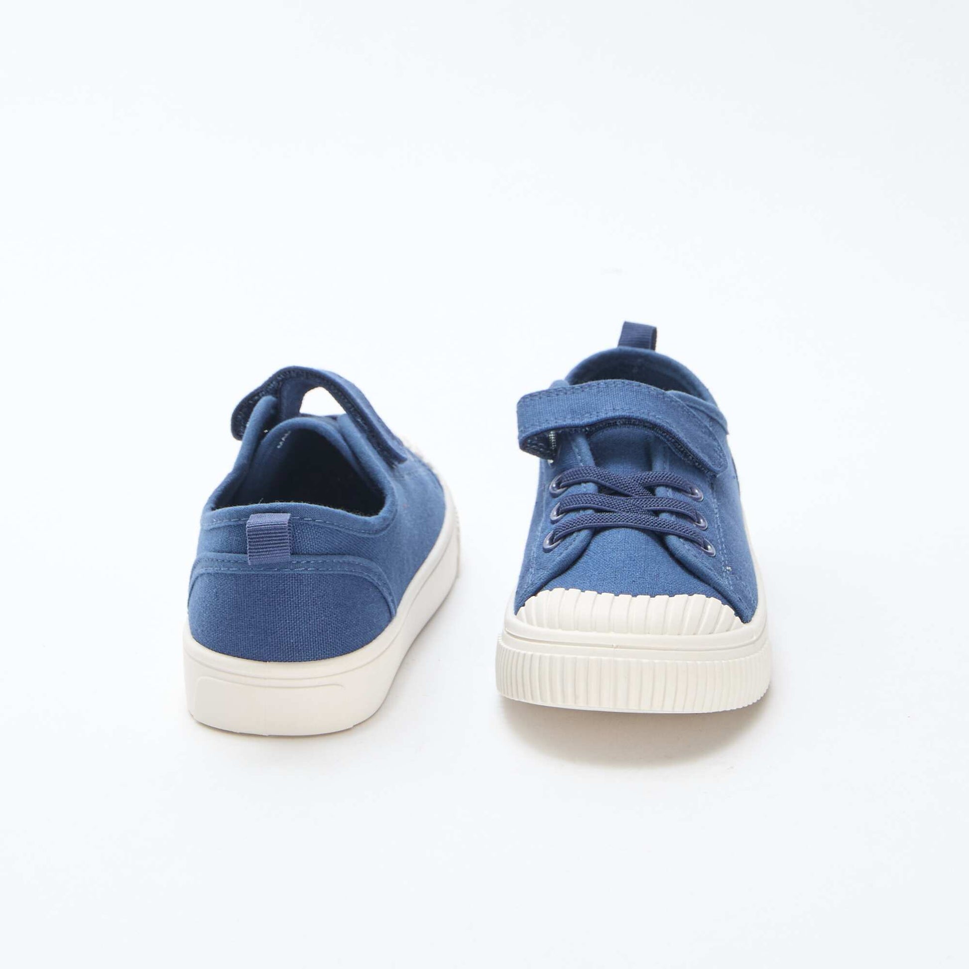 Canvas Low-Top Sneakers with Hook-and-Loop Fastening BLUE