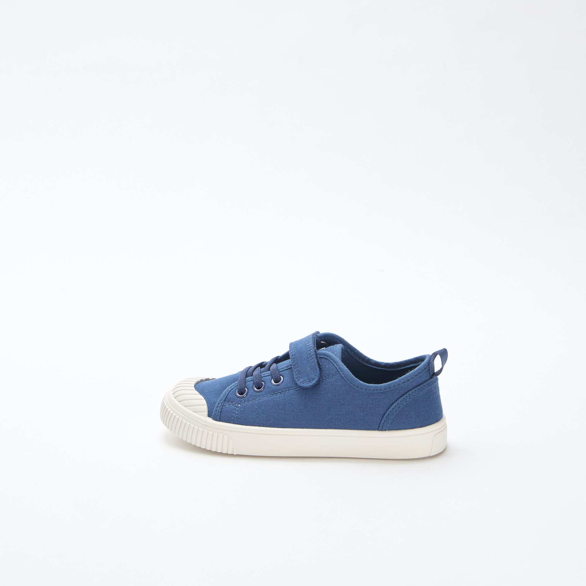 Canvas Low-Top Sneakers with Hook-and-Loop Fastening BLUE