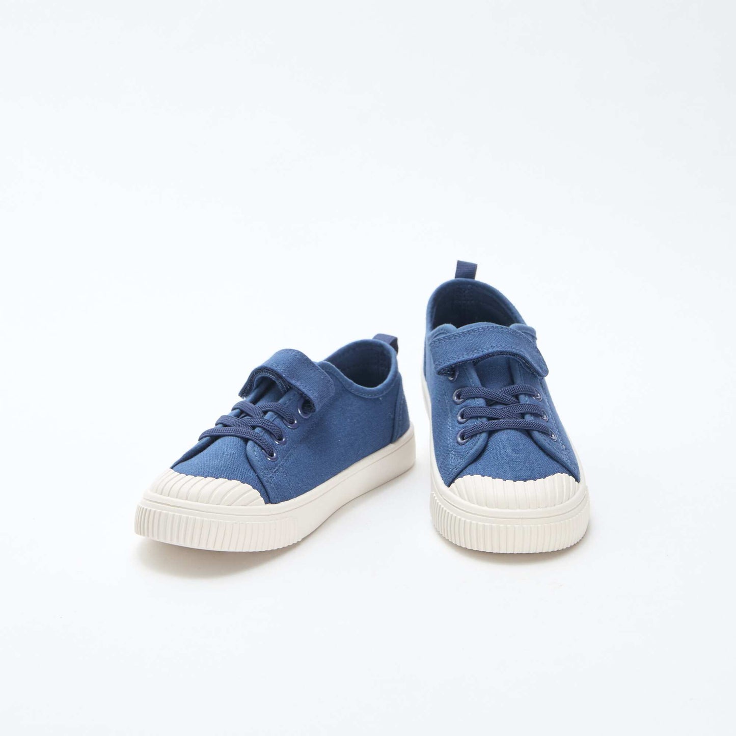 Canvas Low-Top Sneakers with Hook-and-Loop Fastening BLUE