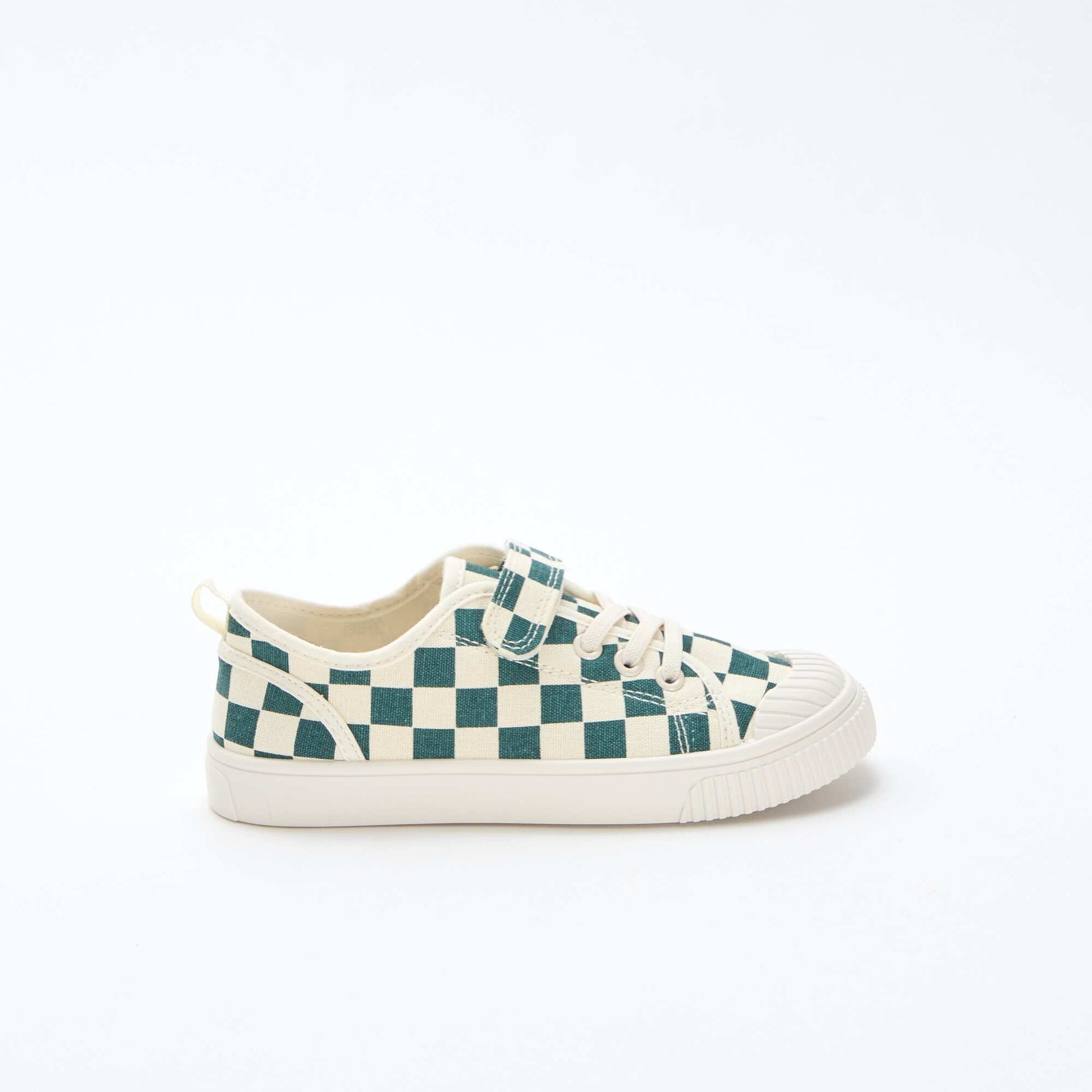Canvas Low-Top Sneakers with Hook-and-Loop Fastening GREEN