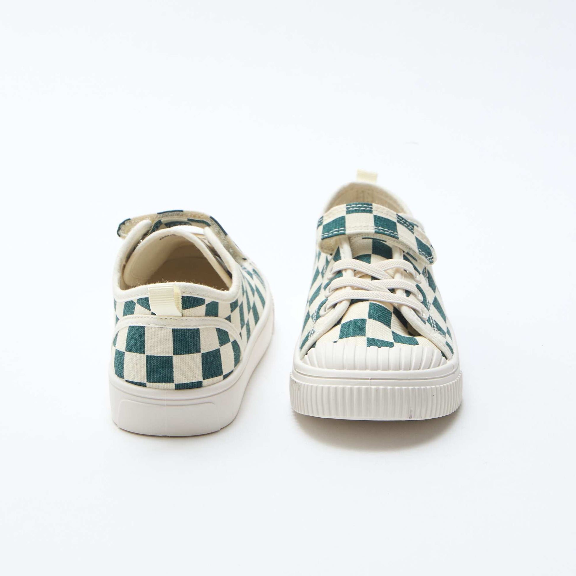 Canvas Low-Top Sneakers with Hook-and-Loop Fastening GREEN