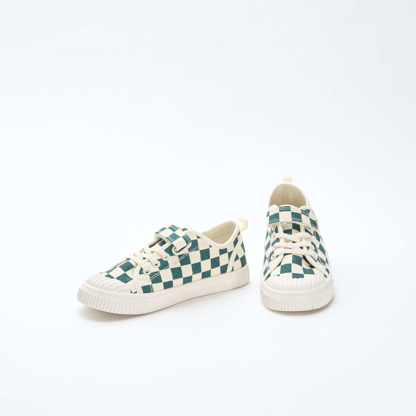 Canvas Low-Top Sneakers with Hook-and-Loop Fastening GREEN