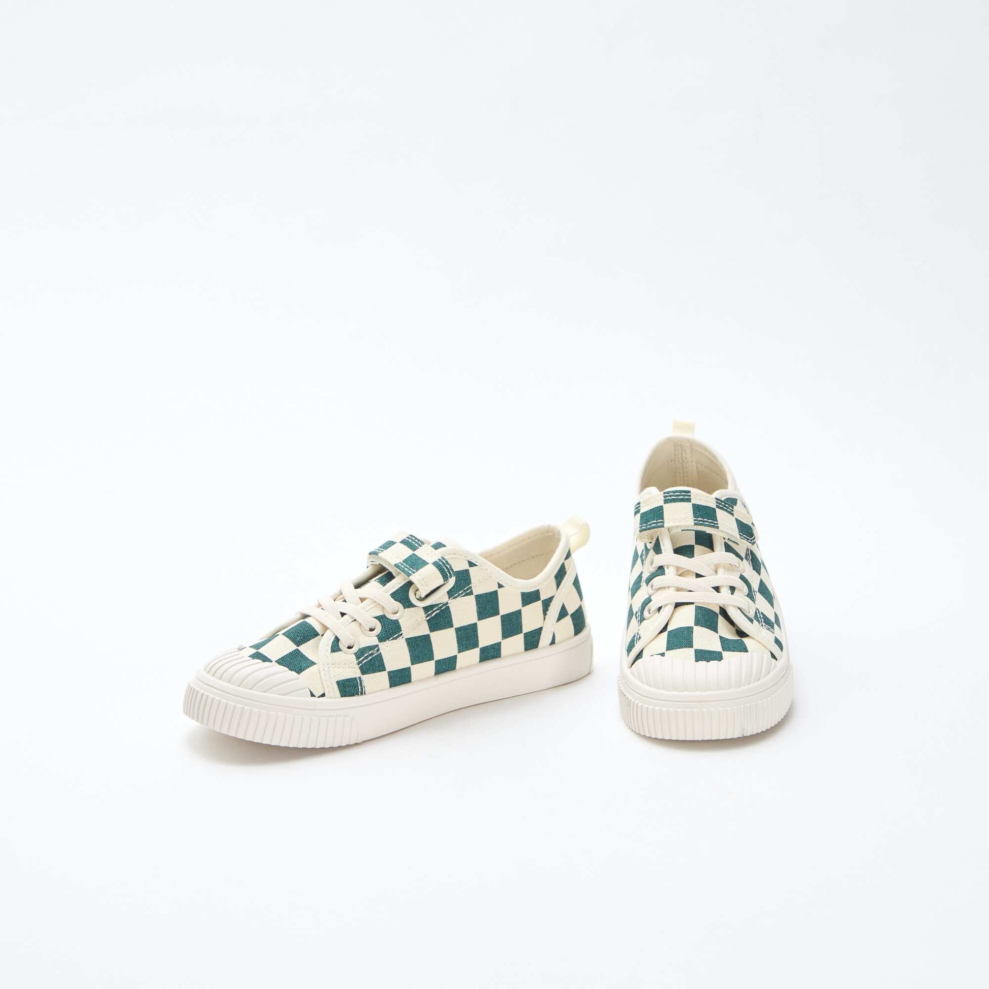 Canvas Low-Top Sneakers with Hook-and-Loop Fastening GREEN