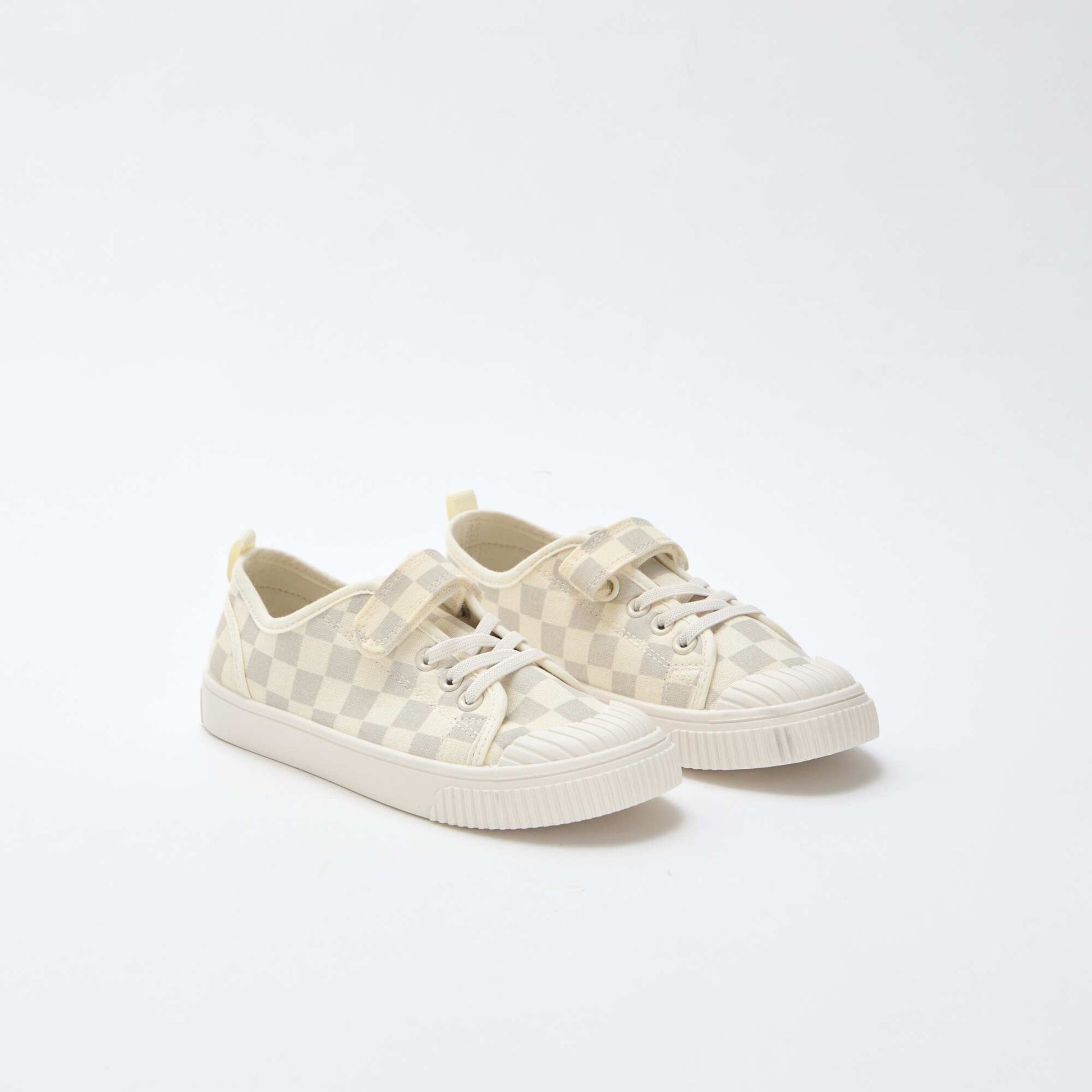 Canvas Low-Top Sneakers with Hook-and-Loop Fastening GREY