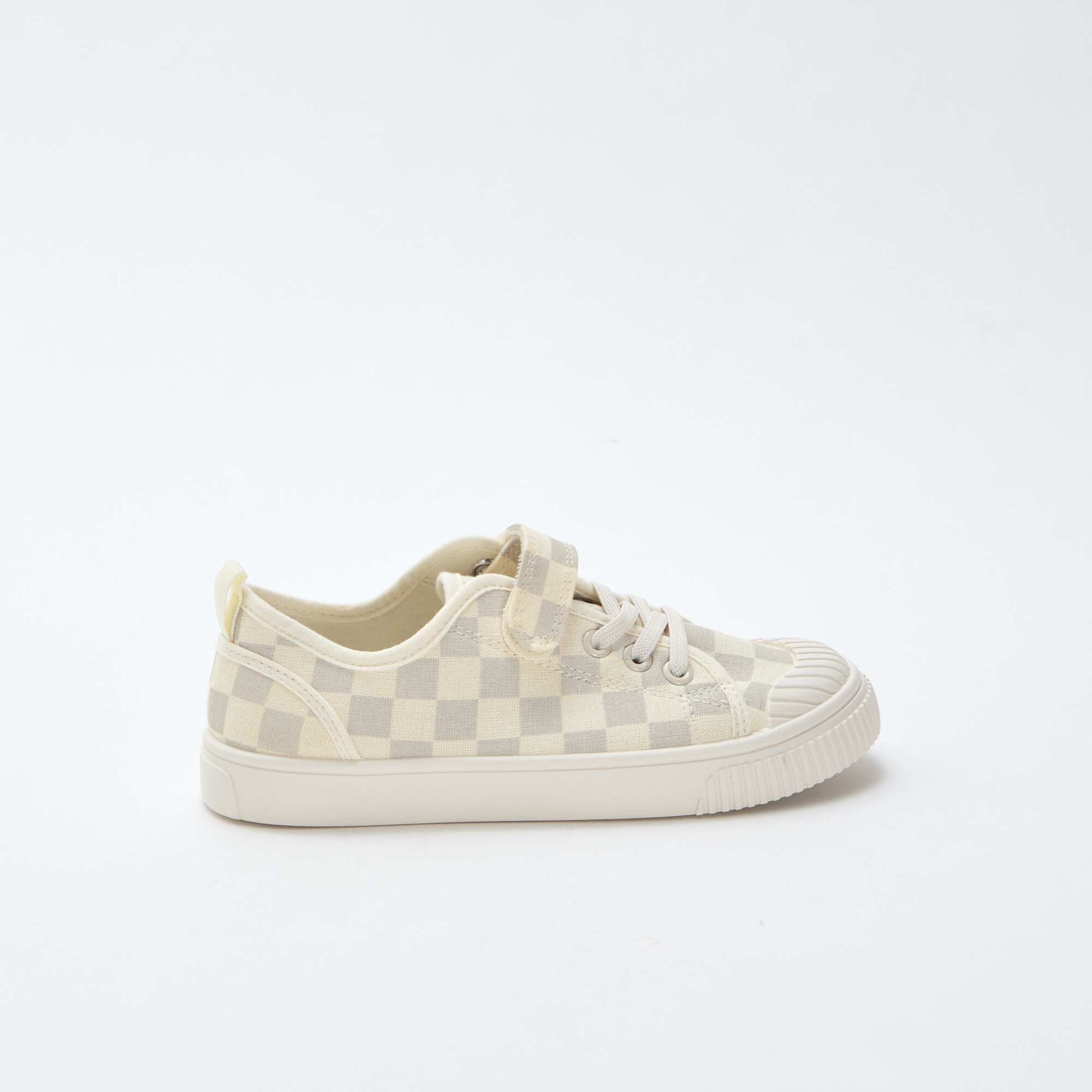 Canvas Low-Top Sneakers with Hook-and-Loop Fastening GREY