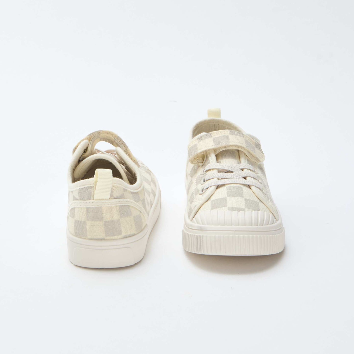 Canvas Low-Top Sneakers with Hook-and-Loop Fastening GREY