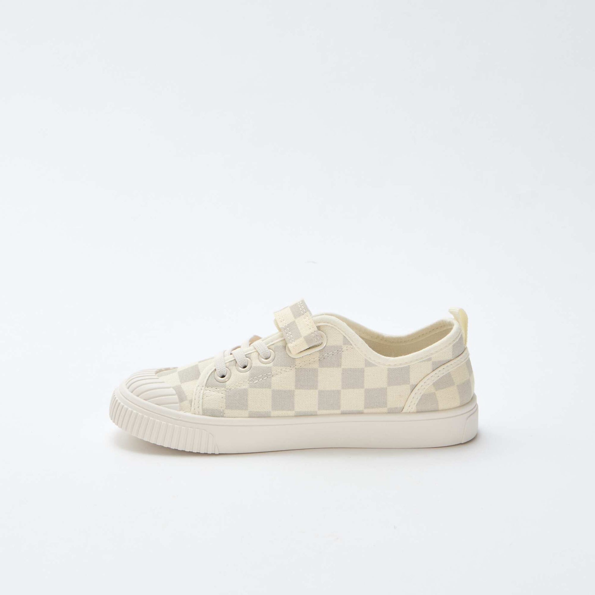 Canvas Low-Top Sneakers with Hook-and-Loop Fastening GREY