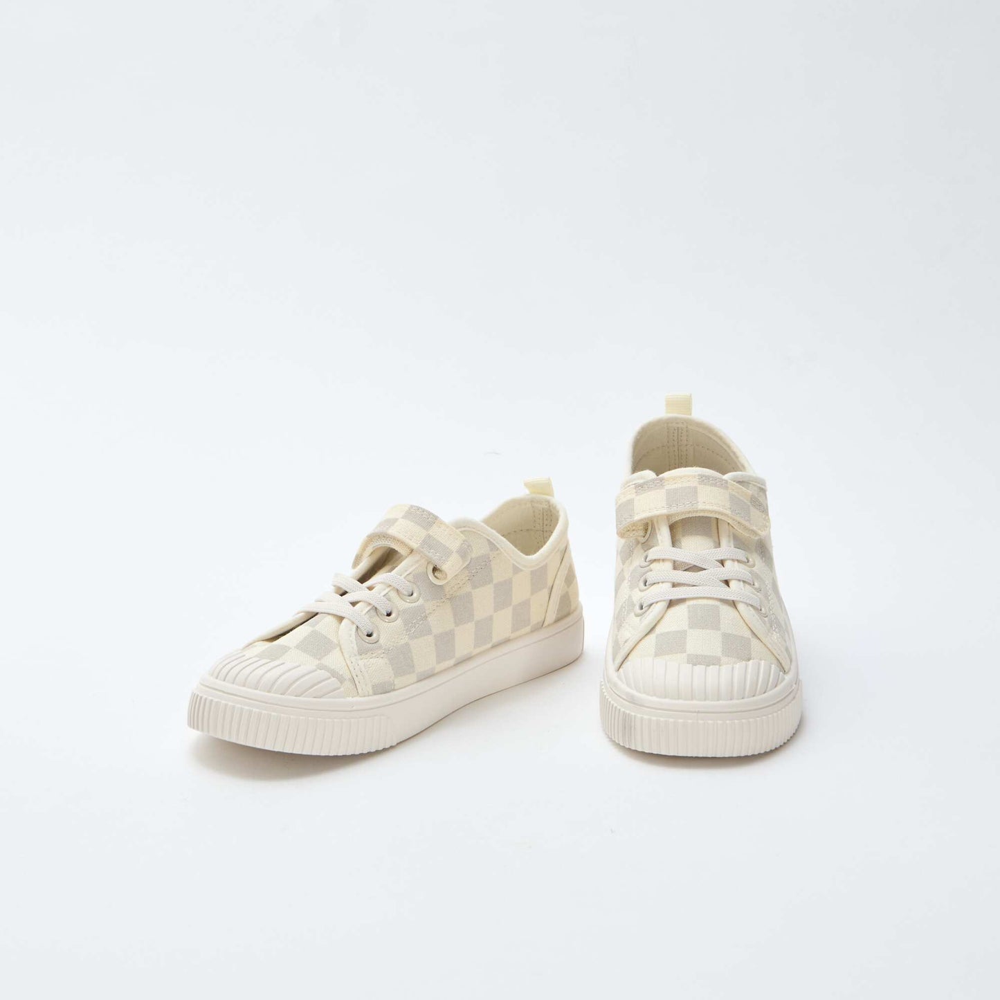 Canvas Low-Top Sneakers with Hook-and-Loop Fastening GREY