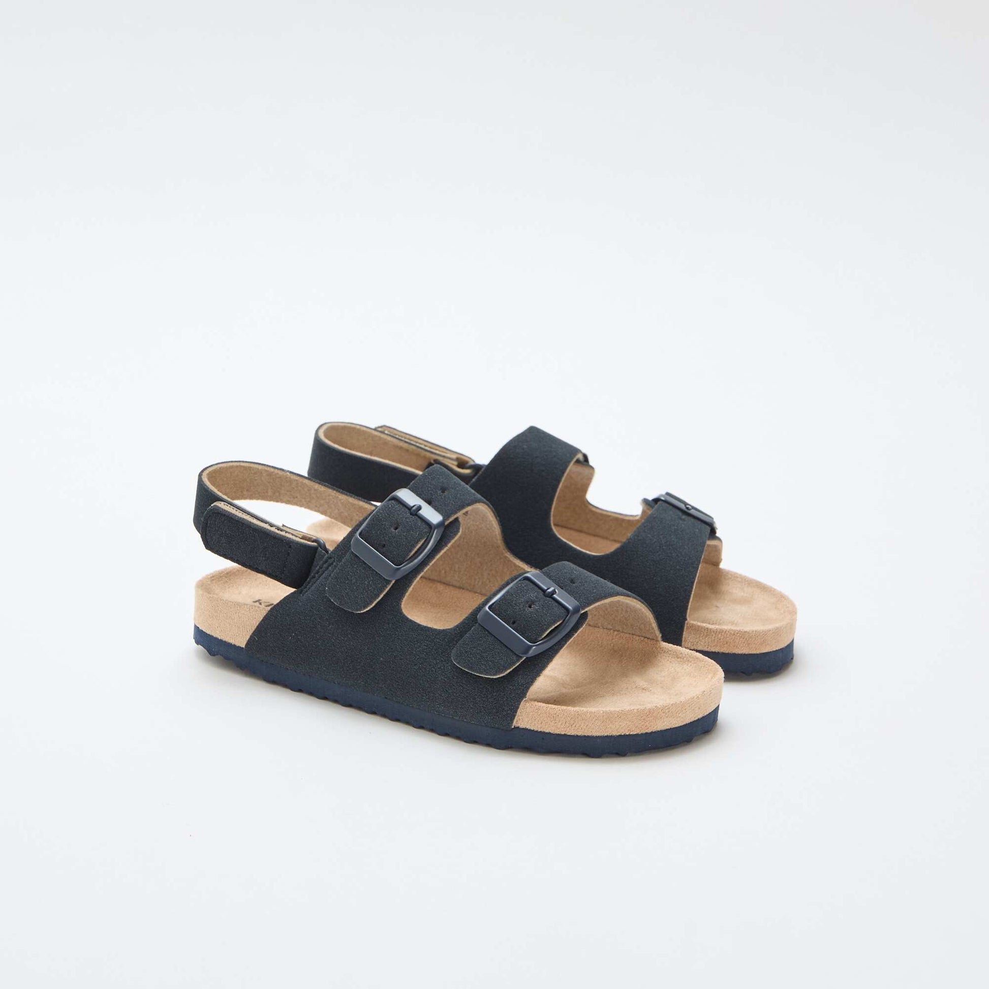 Adjustable Faux Suede Flat Sandals BLUE