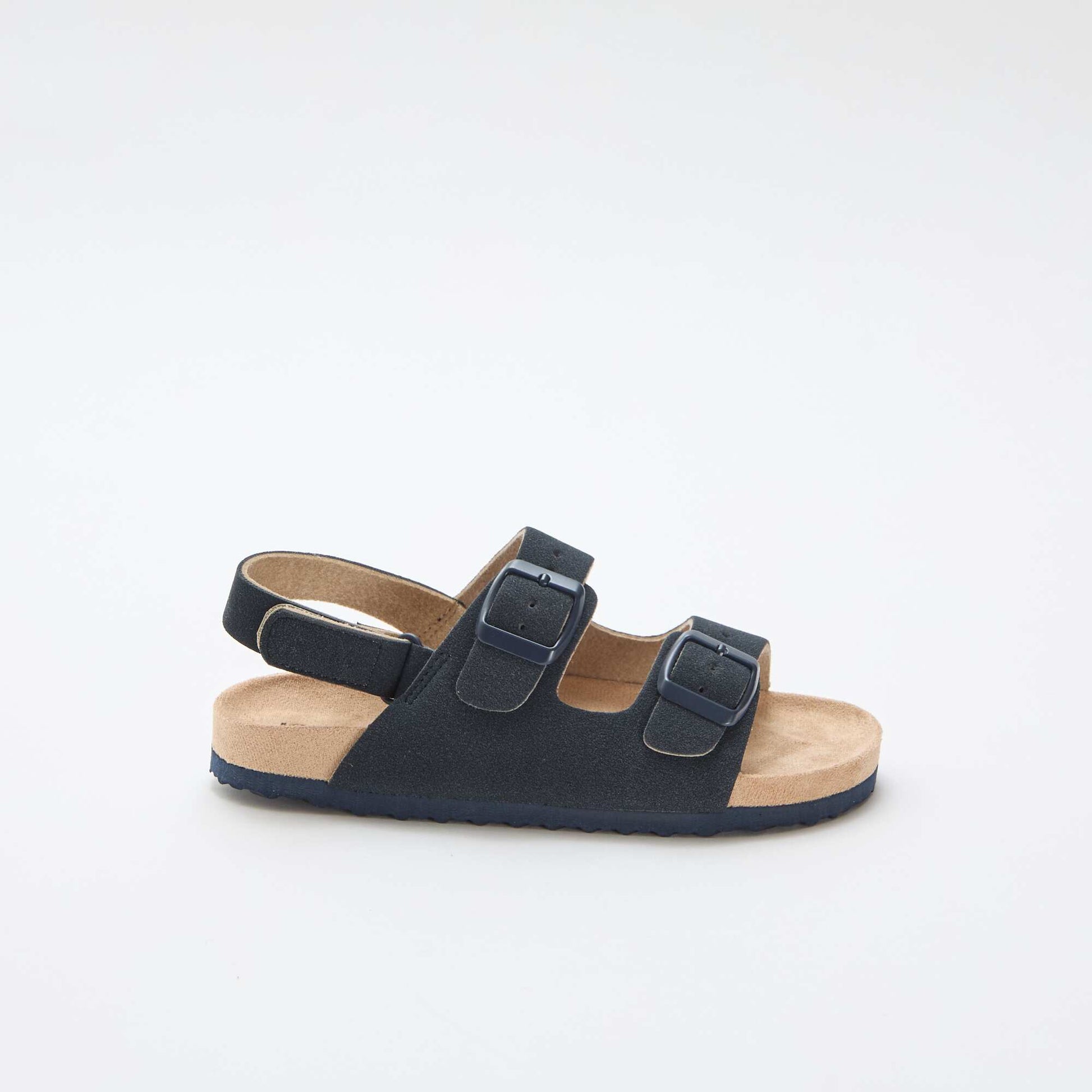 Adjustable Faux Suede Flat Sandals BLUE