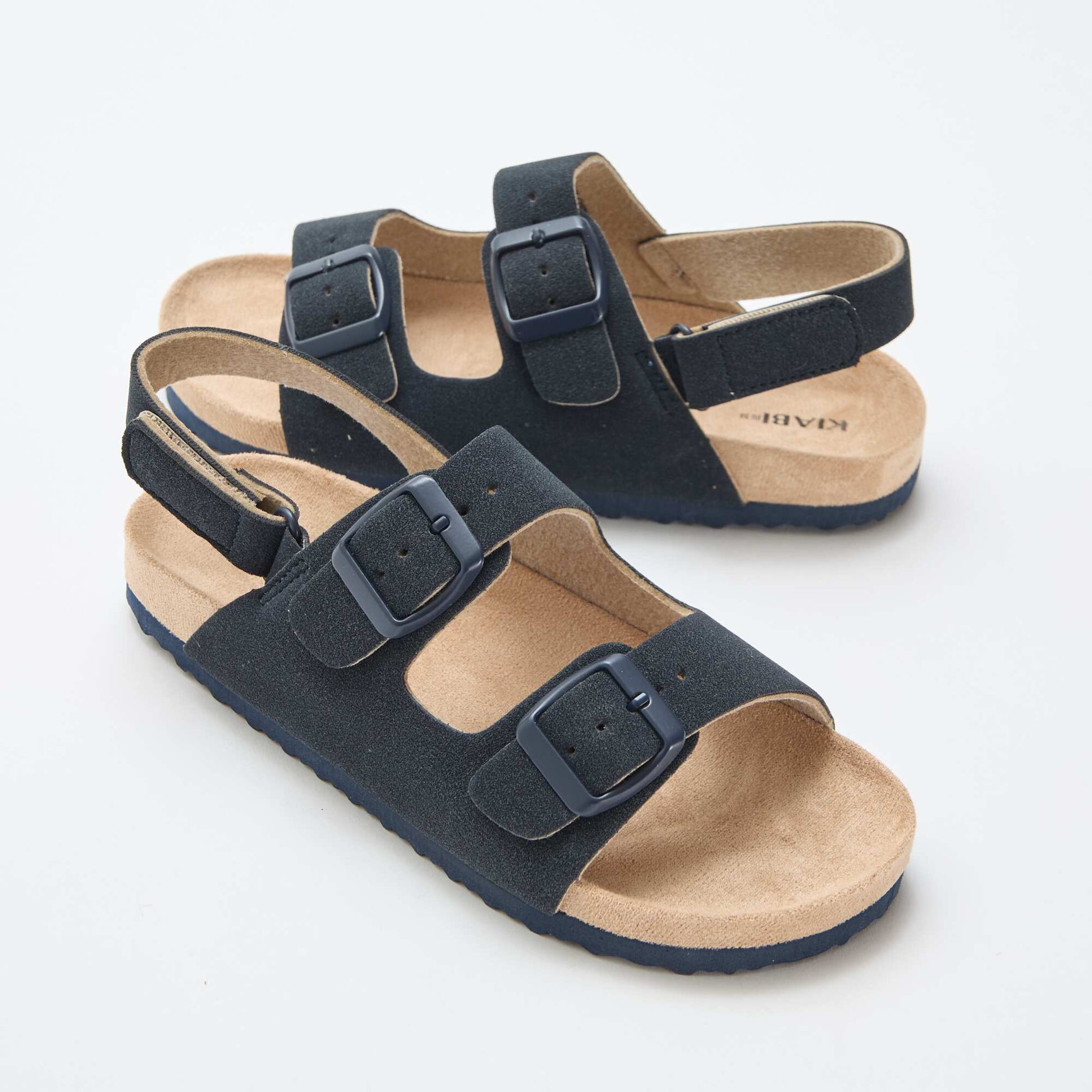 Adjustable Faux Suede Flat Sandals BLUE
