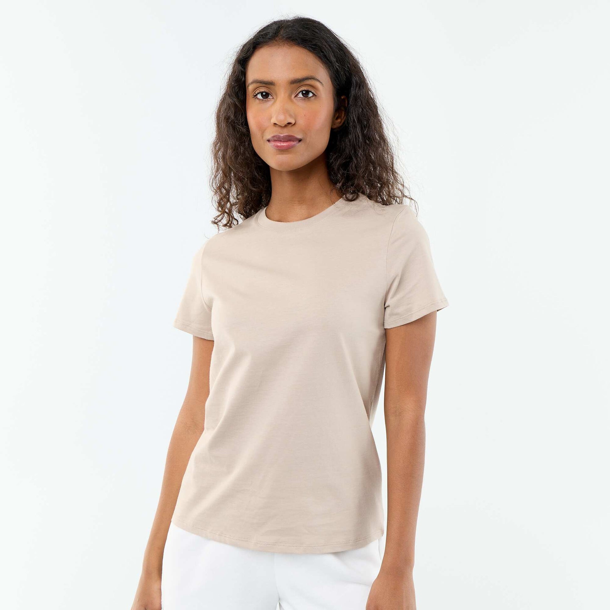 Short-Sleeve Jersey T-Shirt BEIGE