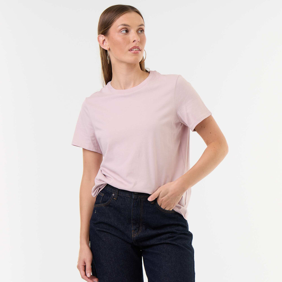 Women's Crew Neck Short Sleeve Cotton T-Shirt PINK