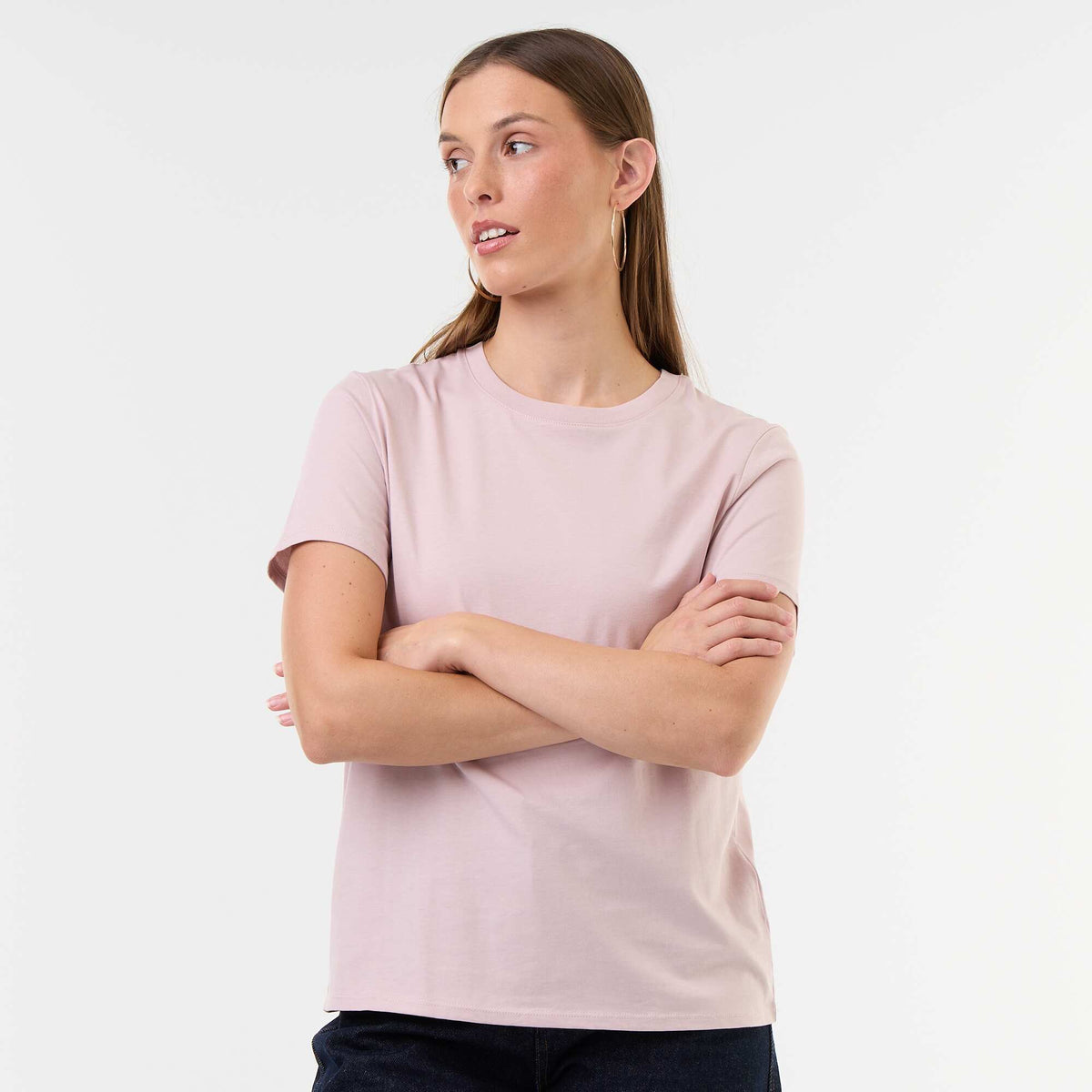 Women's Crew Neck Short Sleeve Cotton T-Shirt PINK