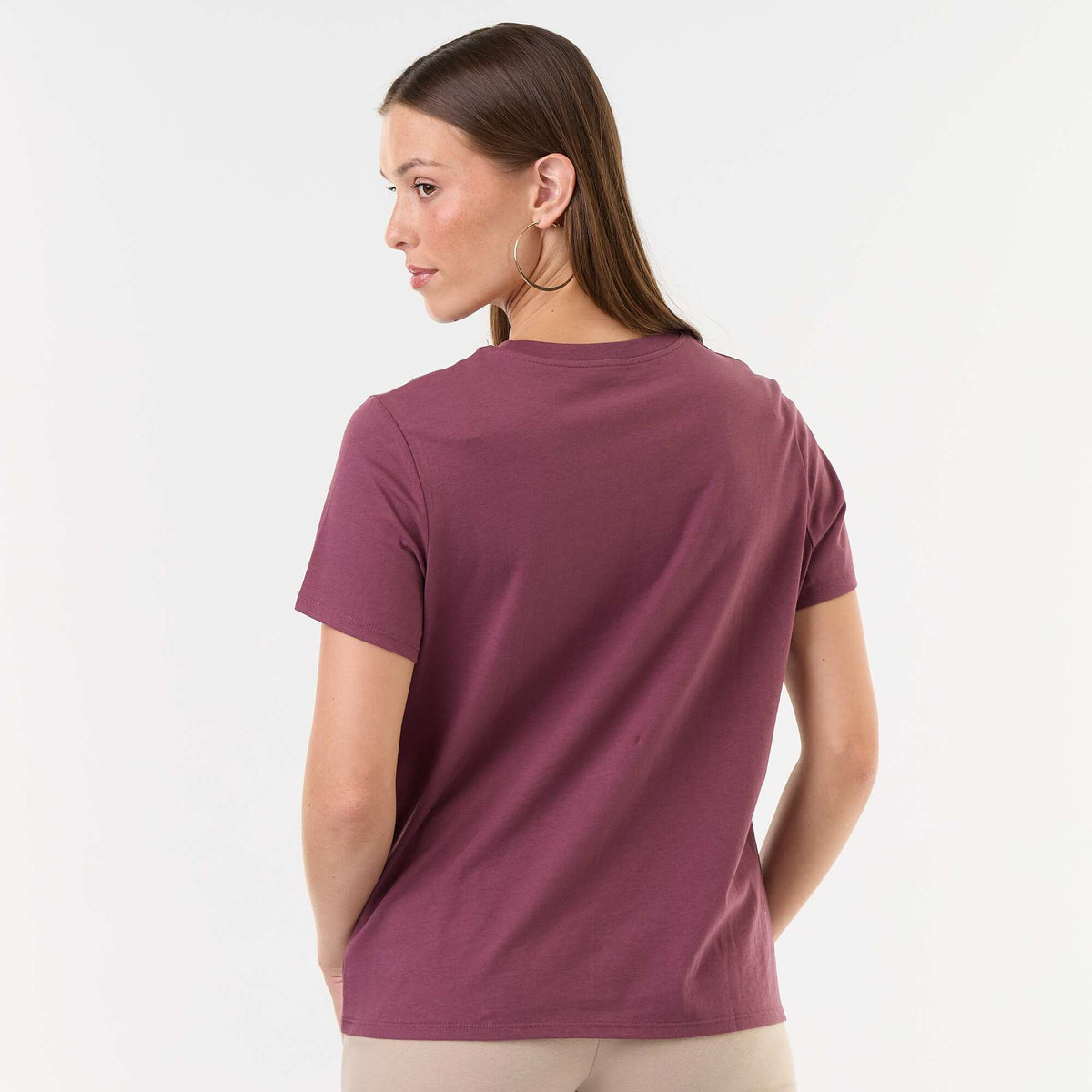 Women's Crew Neck Short Sleeve Cotton T-Shirt PURPLE