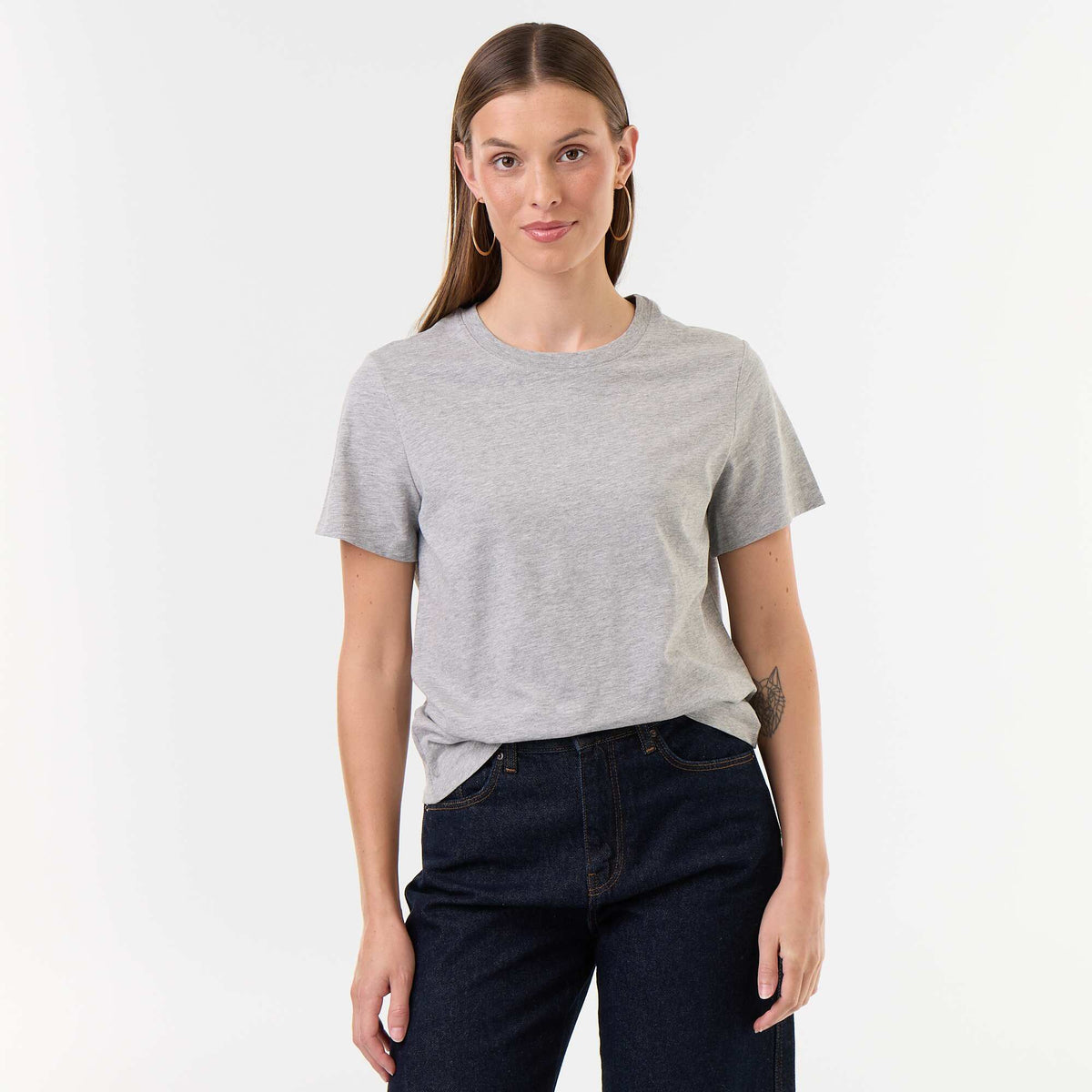 Women's Crew Neck Short Sleeve Cotton T-Shirt GREY