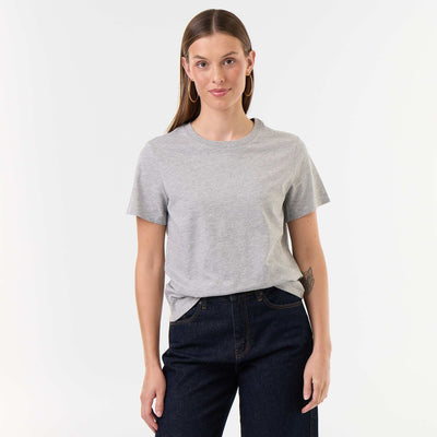 Women's Crew Neck Short Sleeve Cotton T-Shirt GREY