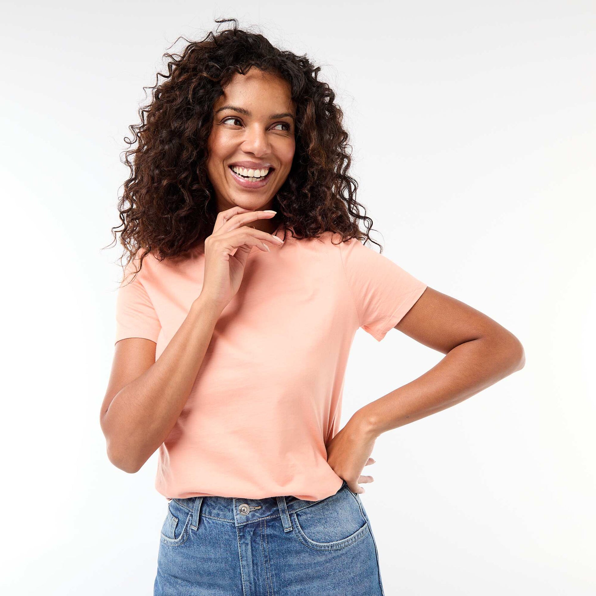 Short-sleeved jersey T-shirt PINK