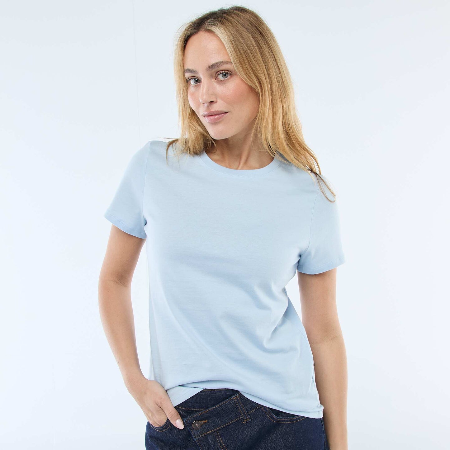 Short-sleeved jersey T-shirt BLUE