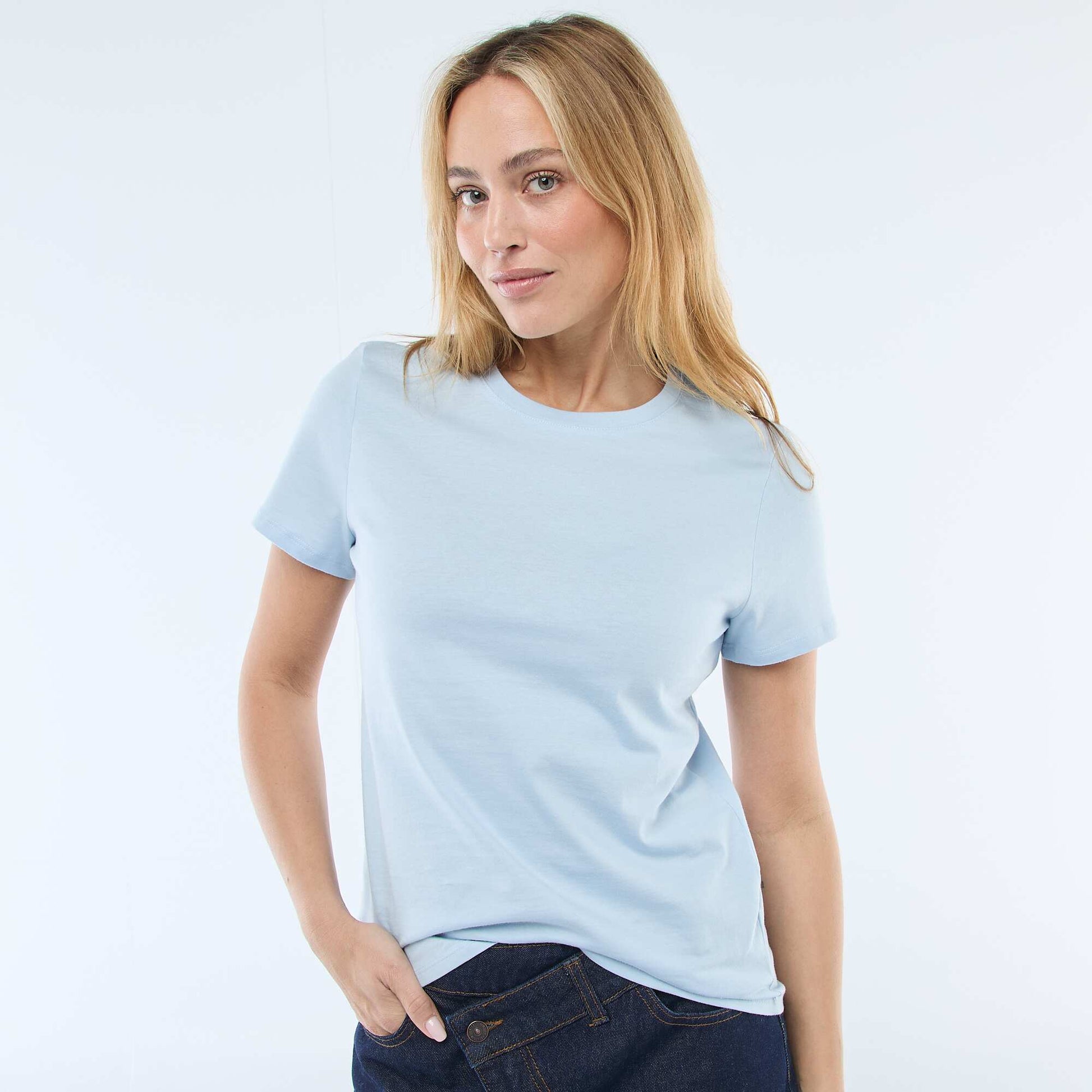 Short-sleeved jersey T-shirt BLUE
