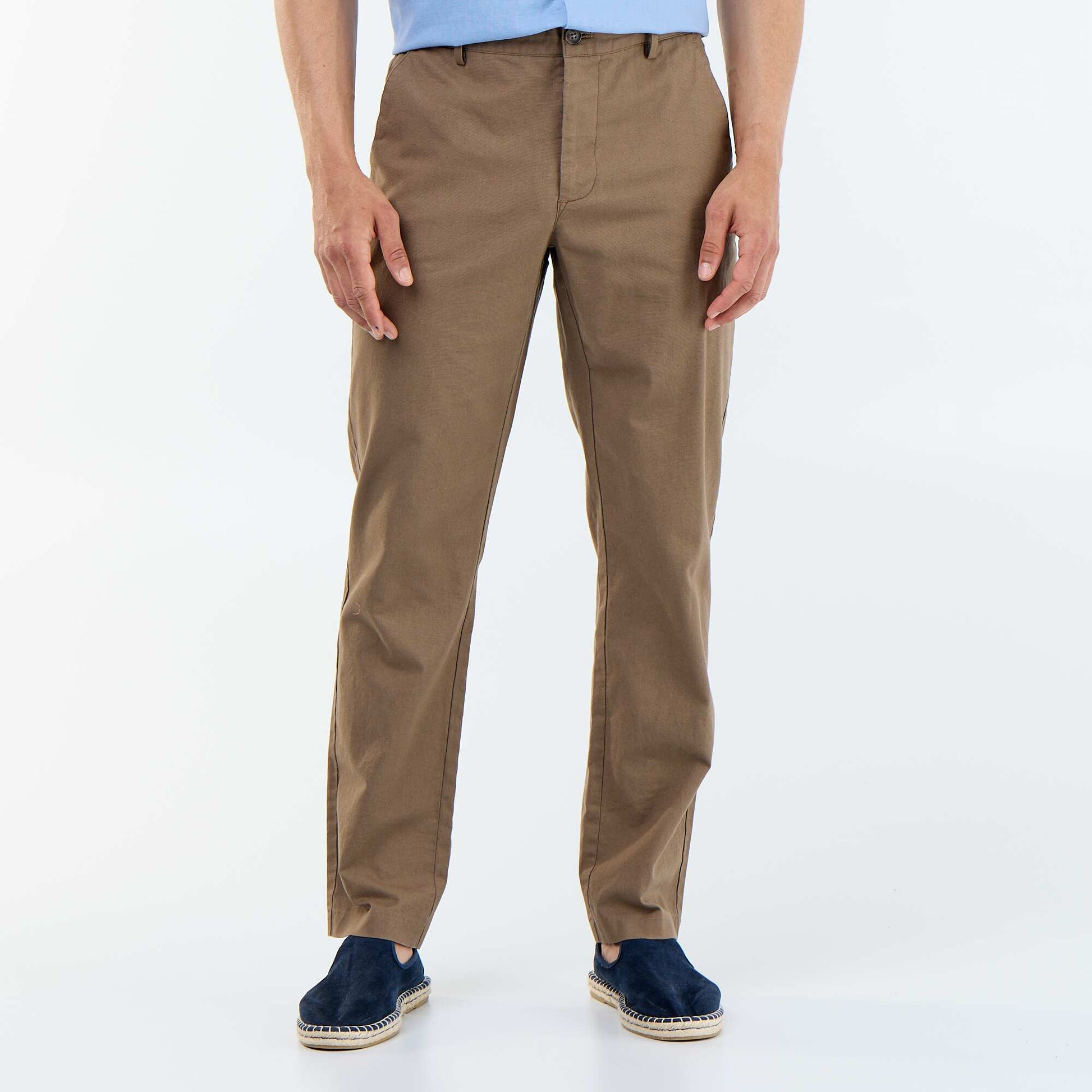 Solid Chino Pants - Regular Waist BROWN