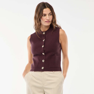 Sleeveless Ottoman Knit Vest PURPLE