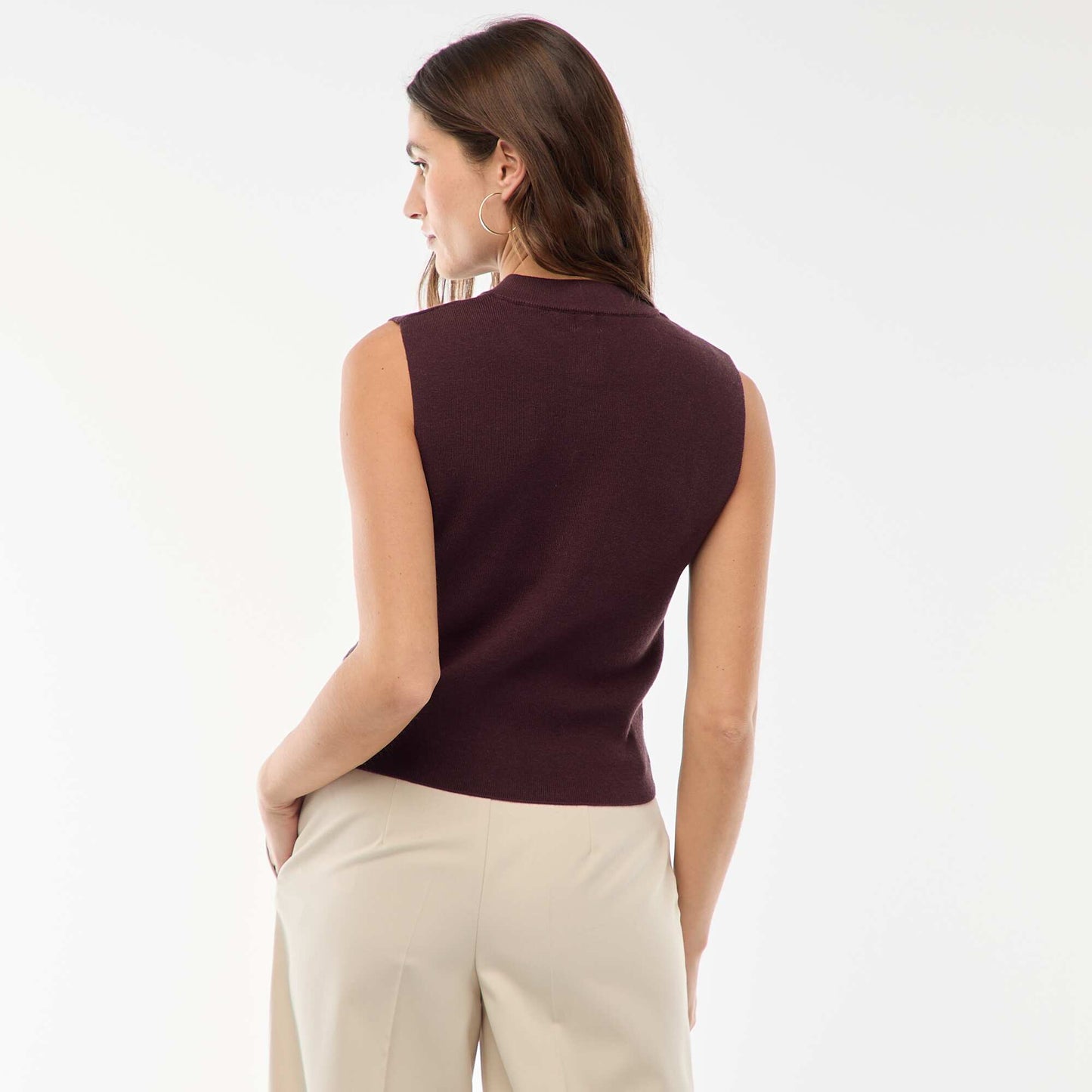 Sleeveless Ottoman Knit Vest PURPLE