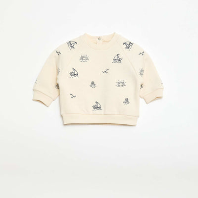 Raglan Sleeve Fleece Sweatshirt BEIGE