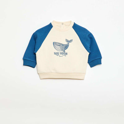 Raglan Sleeve Fleece Sweatshirt BEIGE