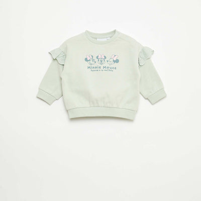 Minnie Mouse Disney Sweatshirt with Ruffled Sleeves GREEN