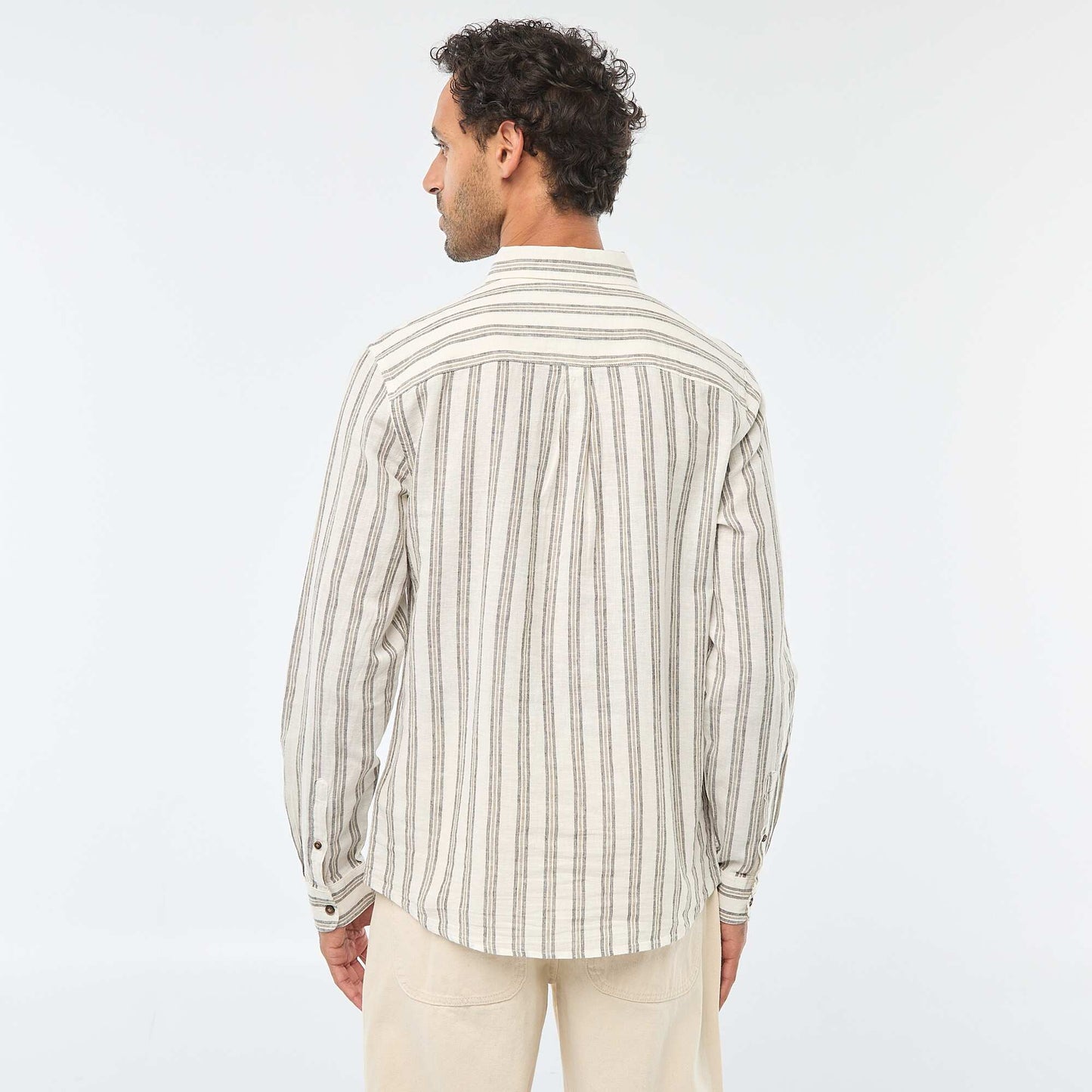 Striped Linen and Cotton Shirt WHITE