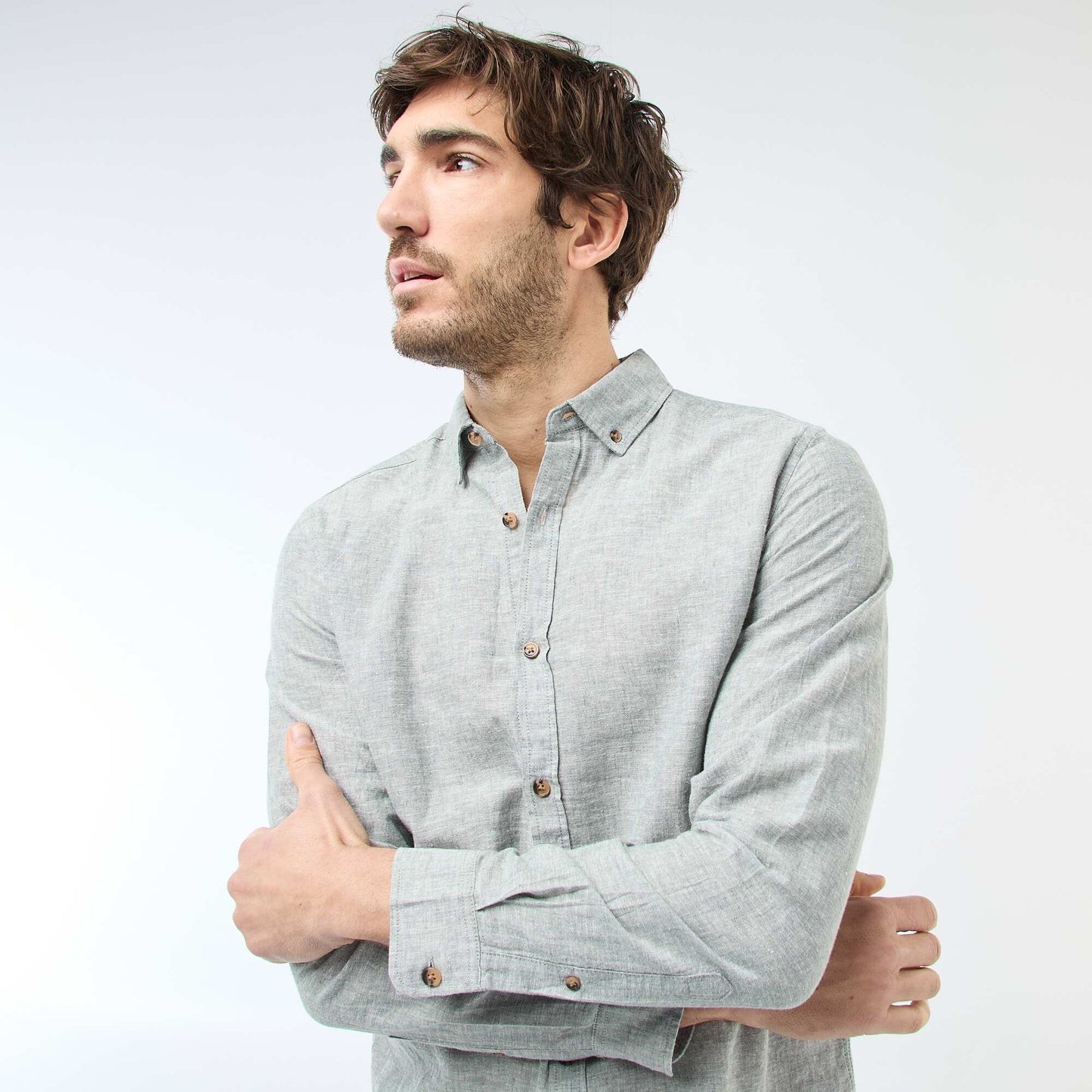 Linen Blend Shirt GREEN