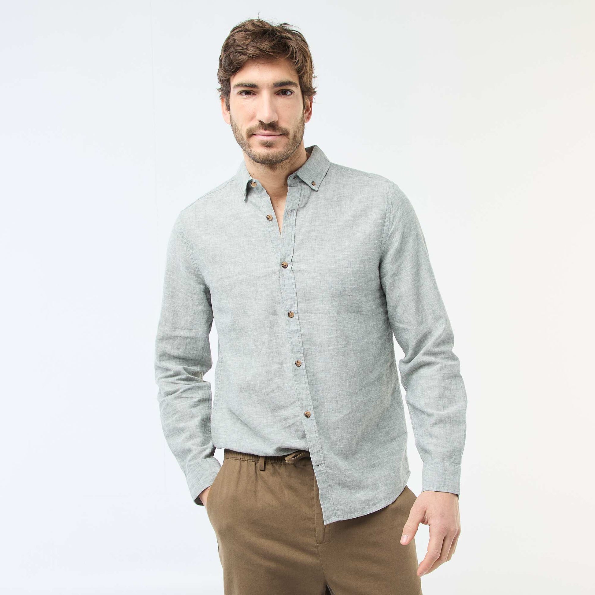 Linen Blend Shirt GREEN