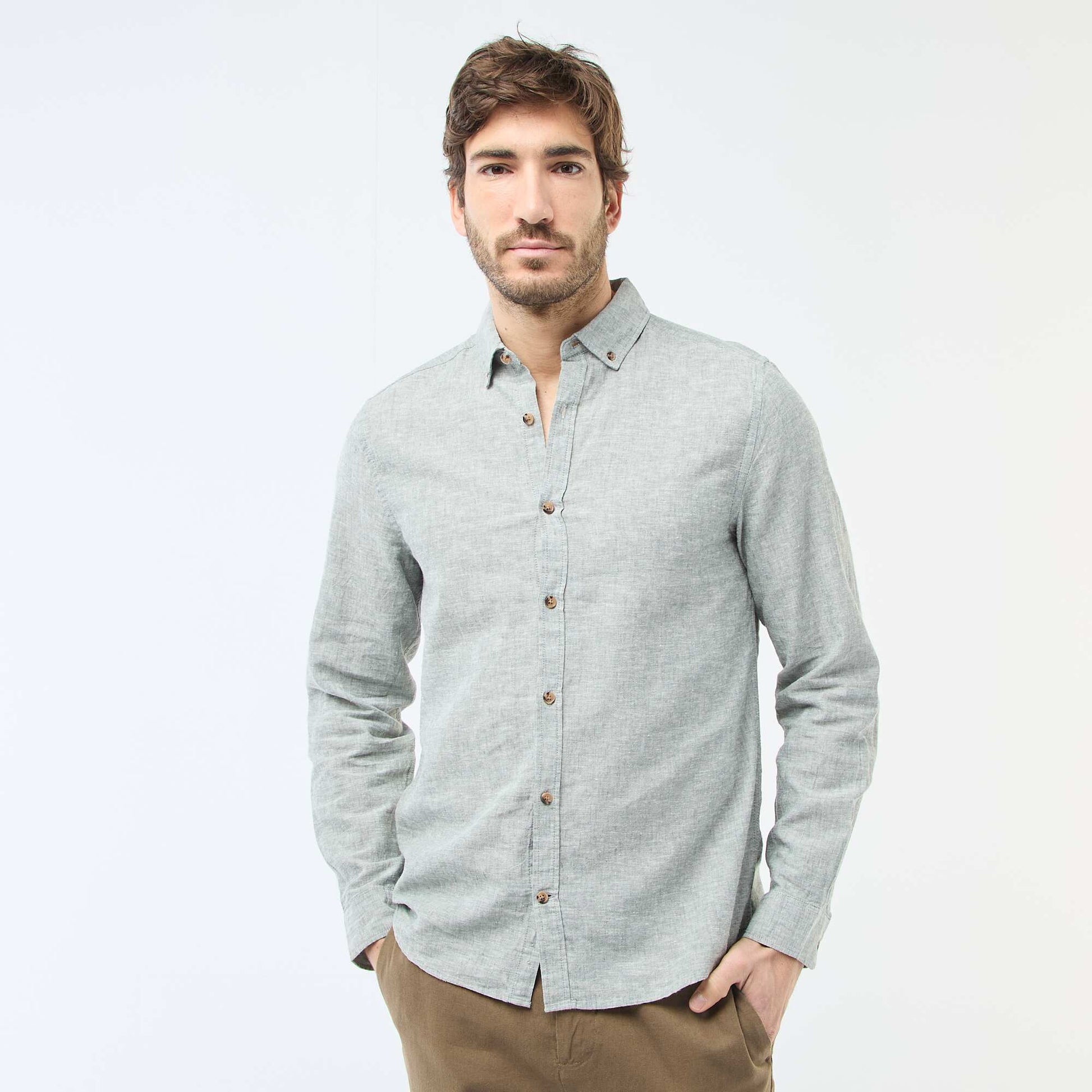 Linen Blend Shirt GREEN