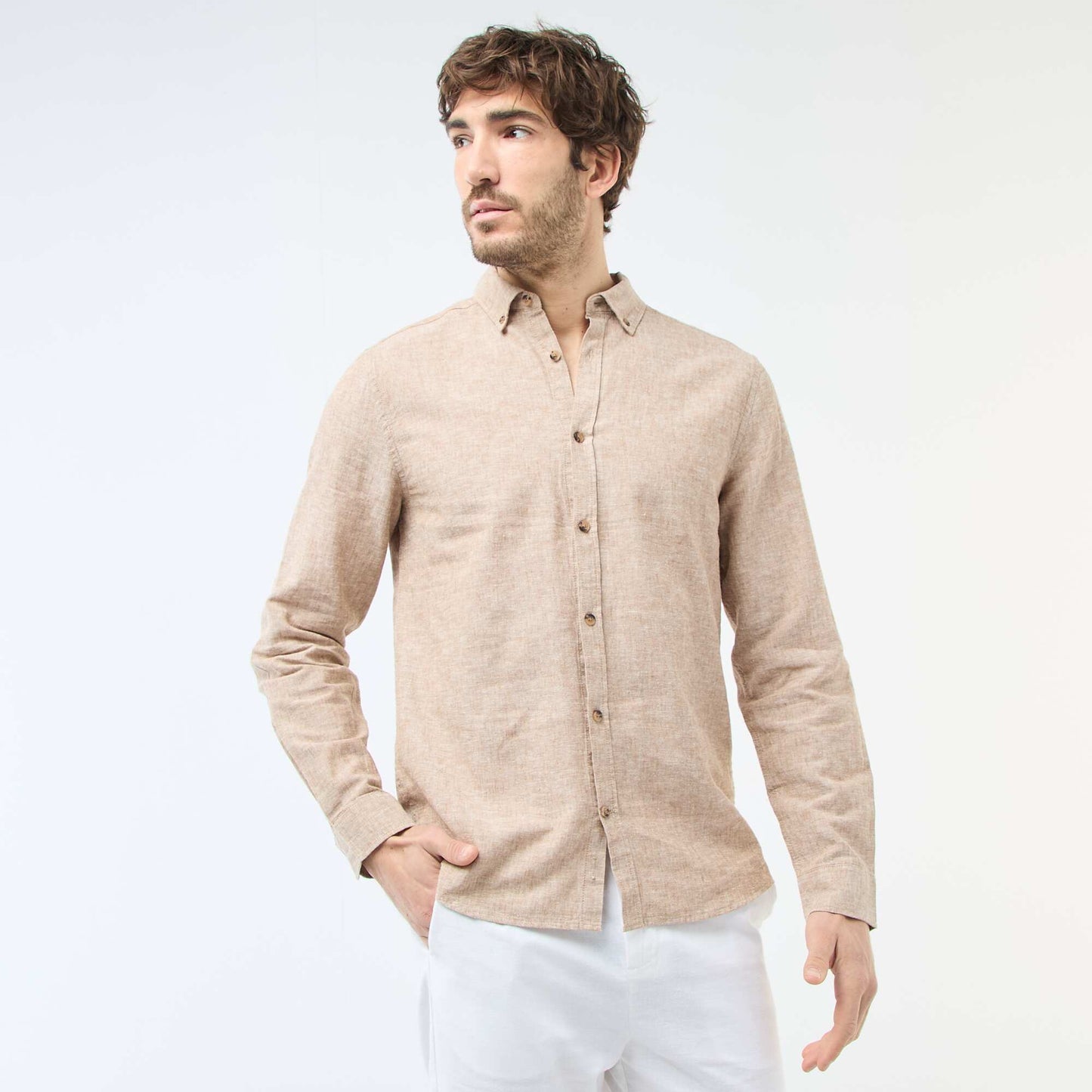 Linen Blend Shirt BROWN