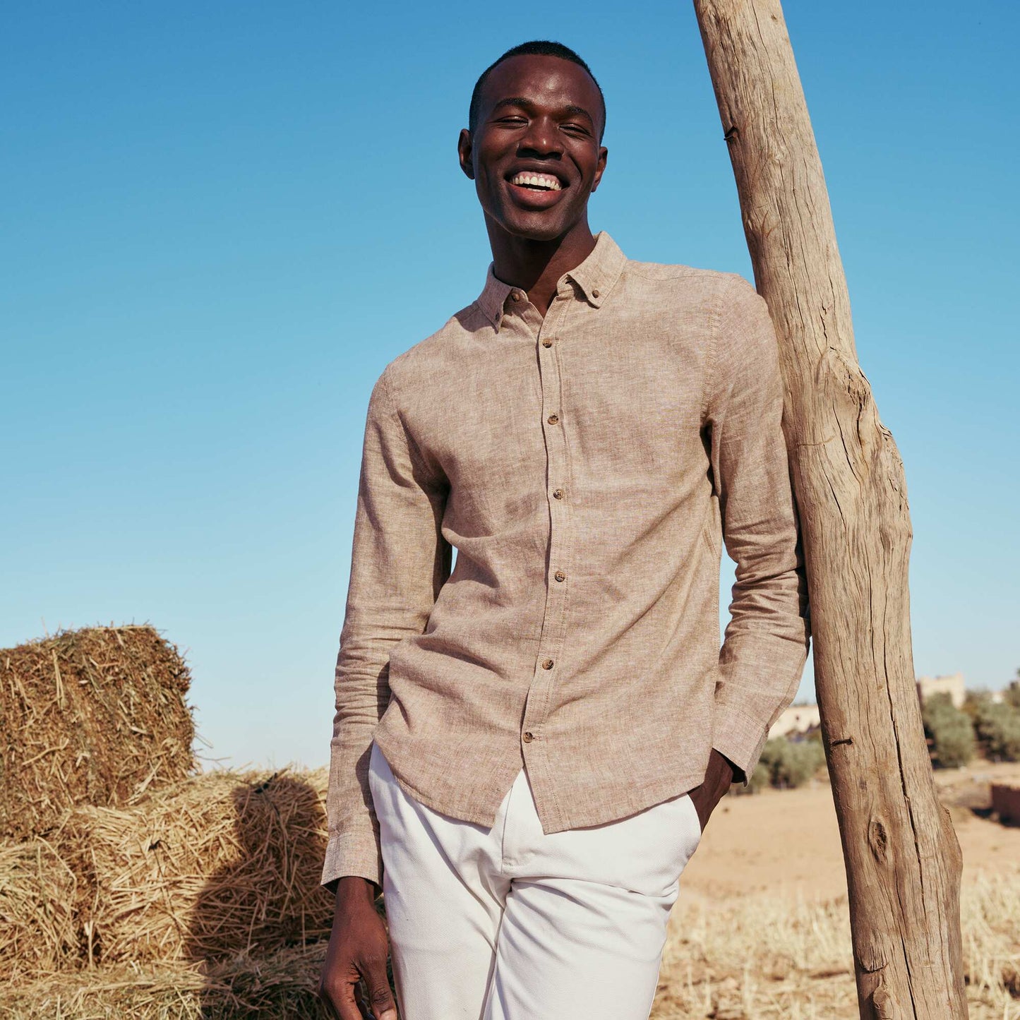 Linen Blend Shirt BROWN