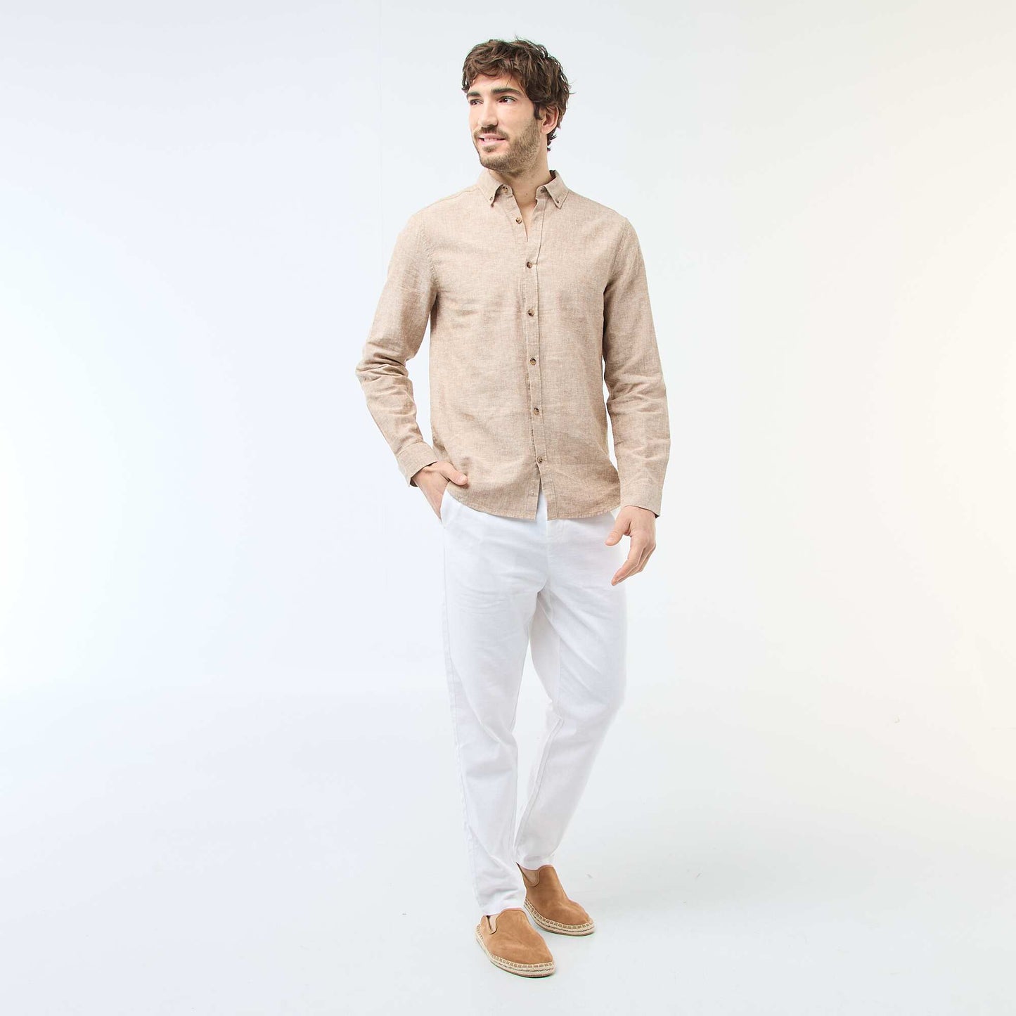 Linen Blend Shirt BROWN