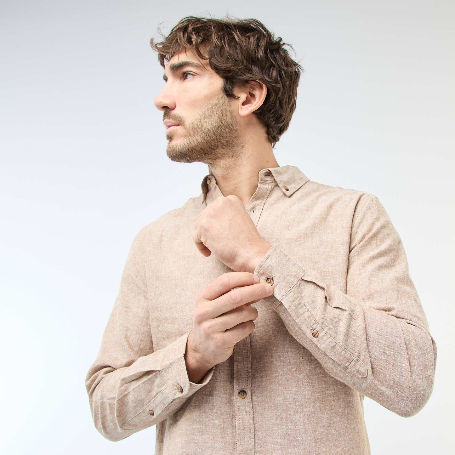 Linen Blend Shirt BROWN