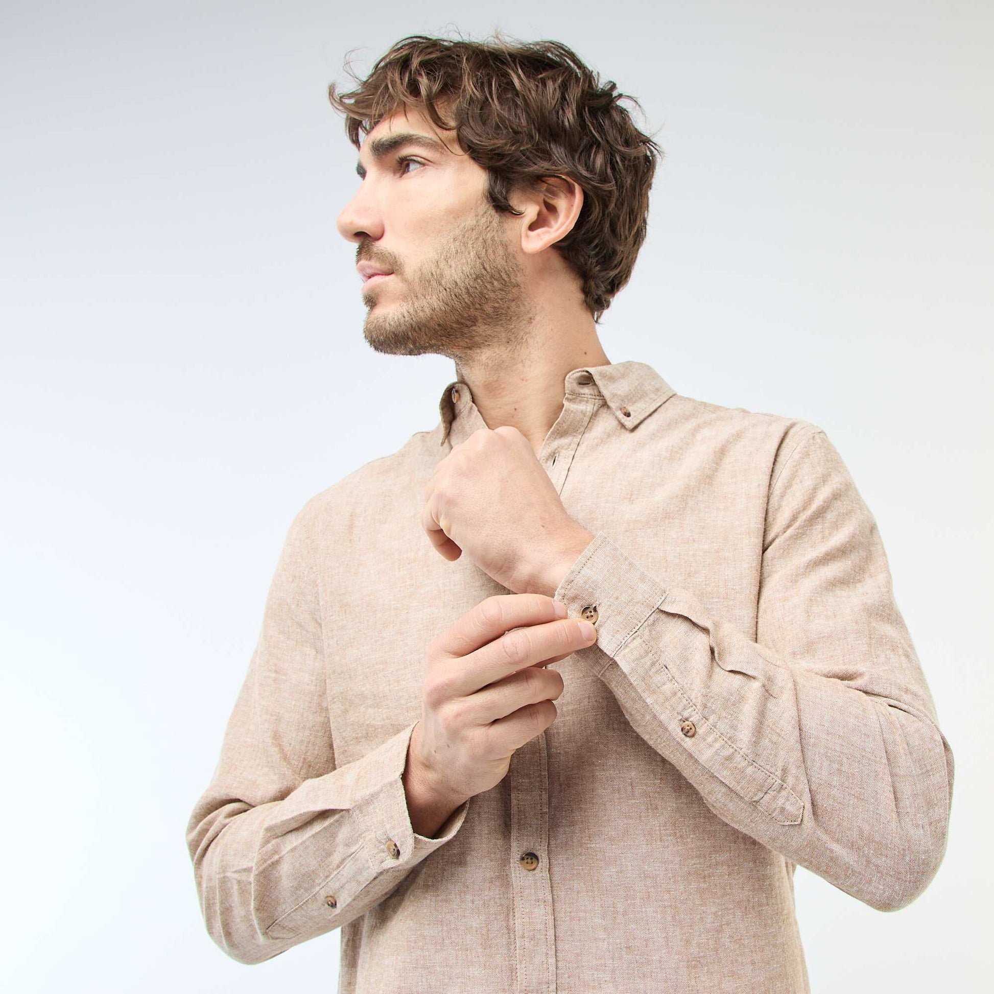 Linen Blend Shirt BROWN