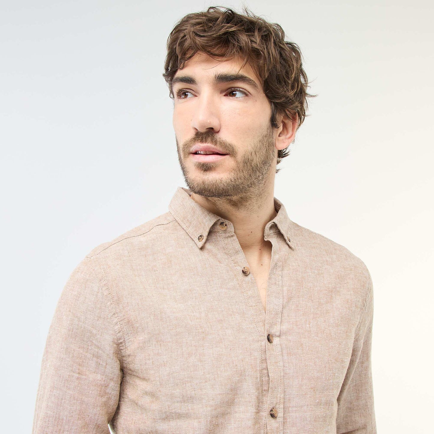 Linen Blend Shirt BROWN