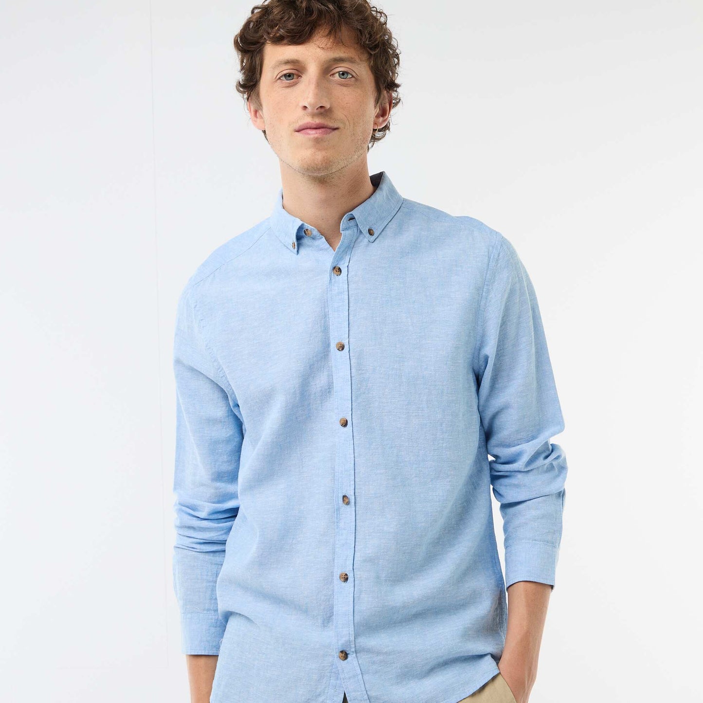 Blended linen shirt WHITE