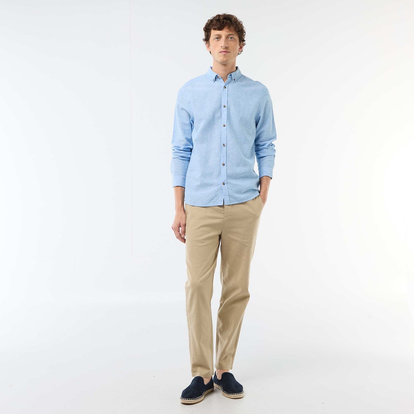 Blended linen shirt WHITE