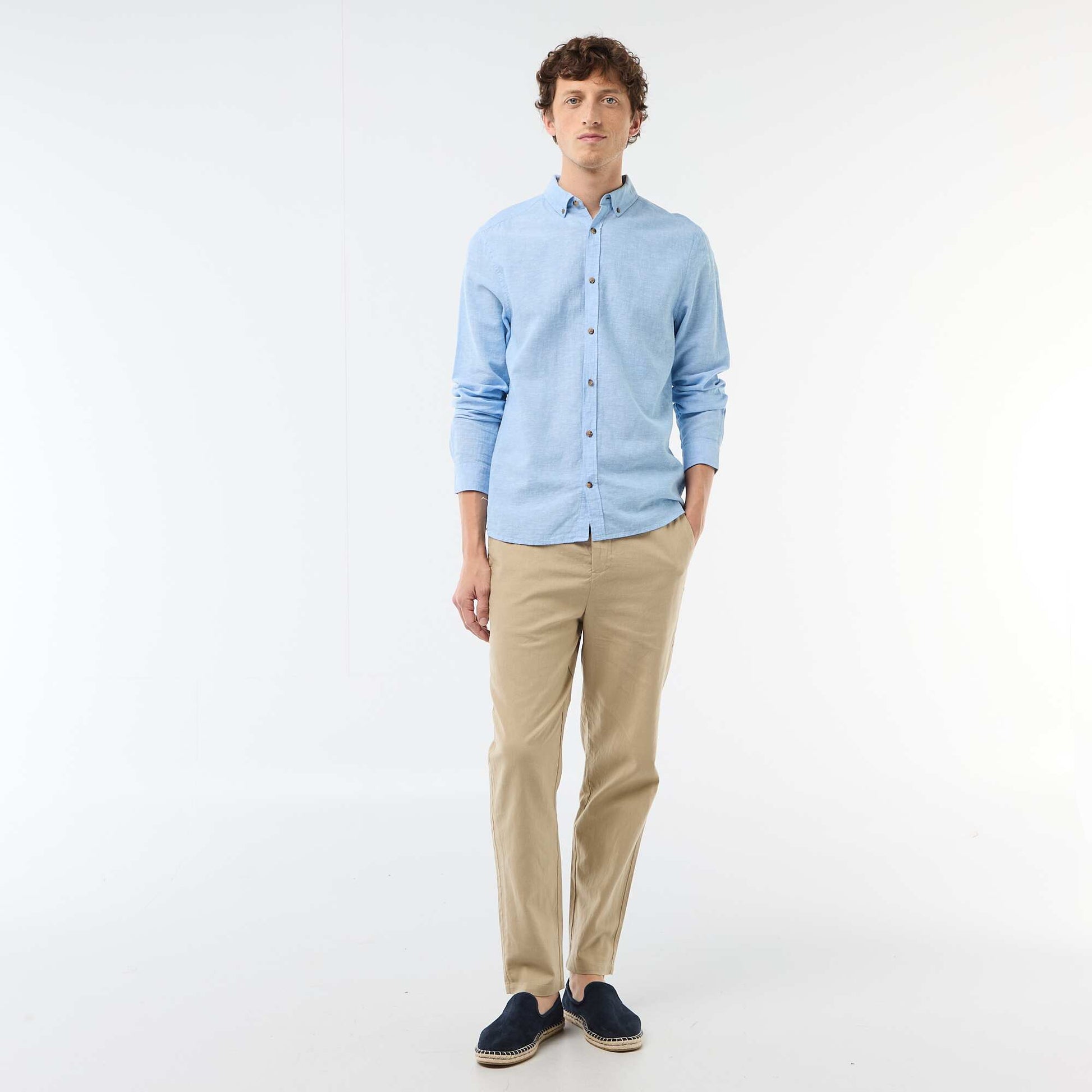 Blended linen shirt WHITE