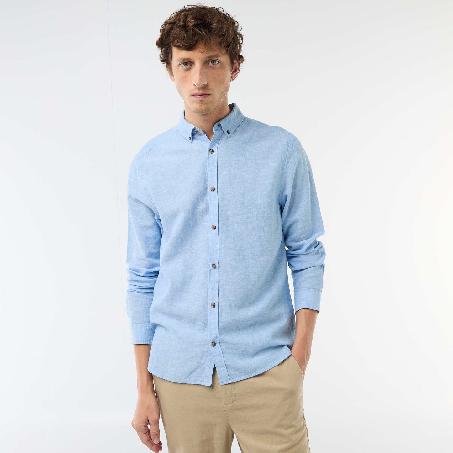 Blended linen shirt WHITE